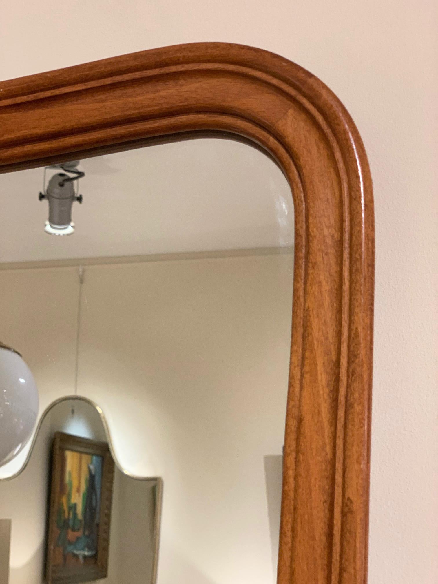 Mahogany Midcentury Undulating Form Mirror