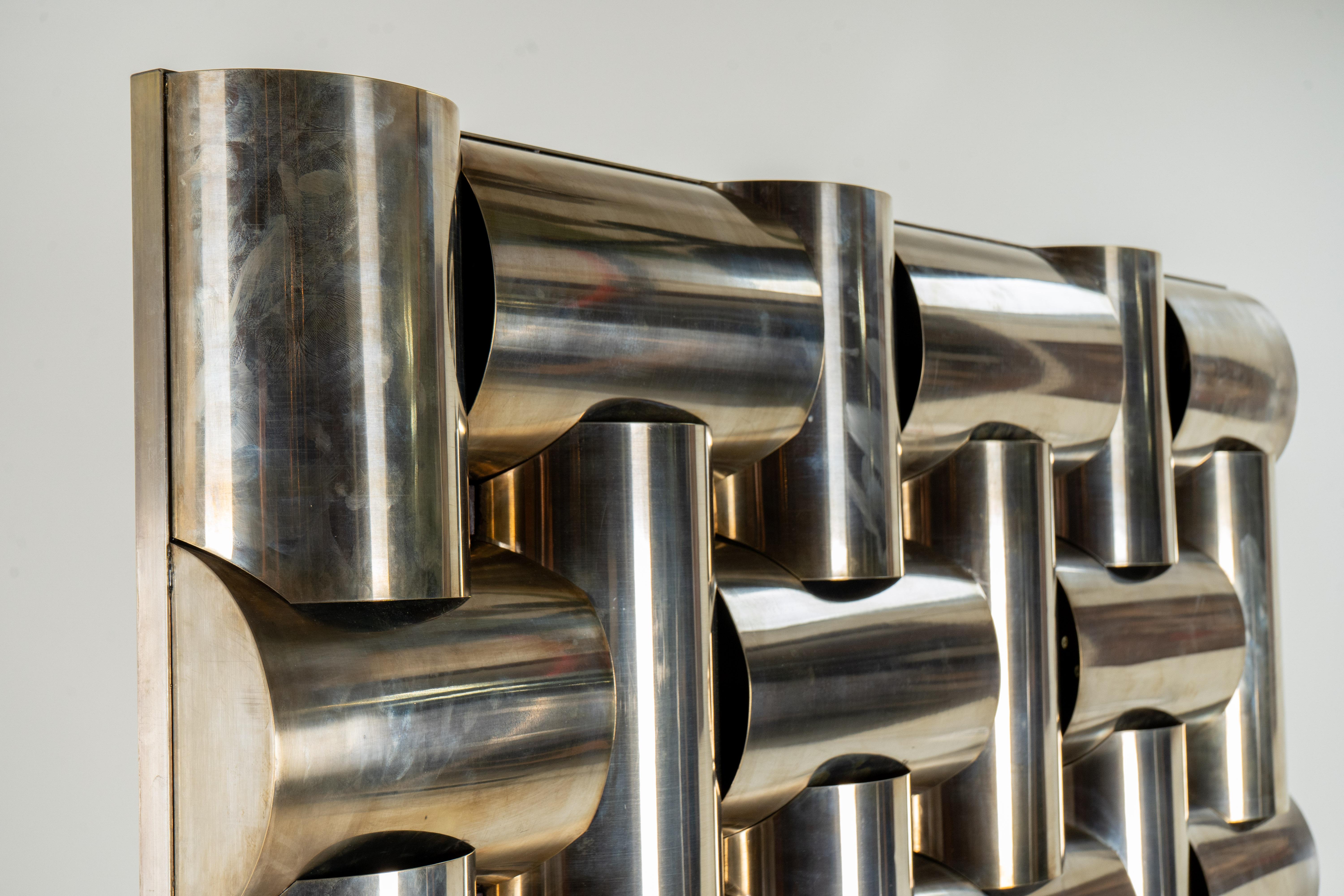 A Mid-Century Wall Sculpture From Interlocking Metal Tubing For Sale 4
