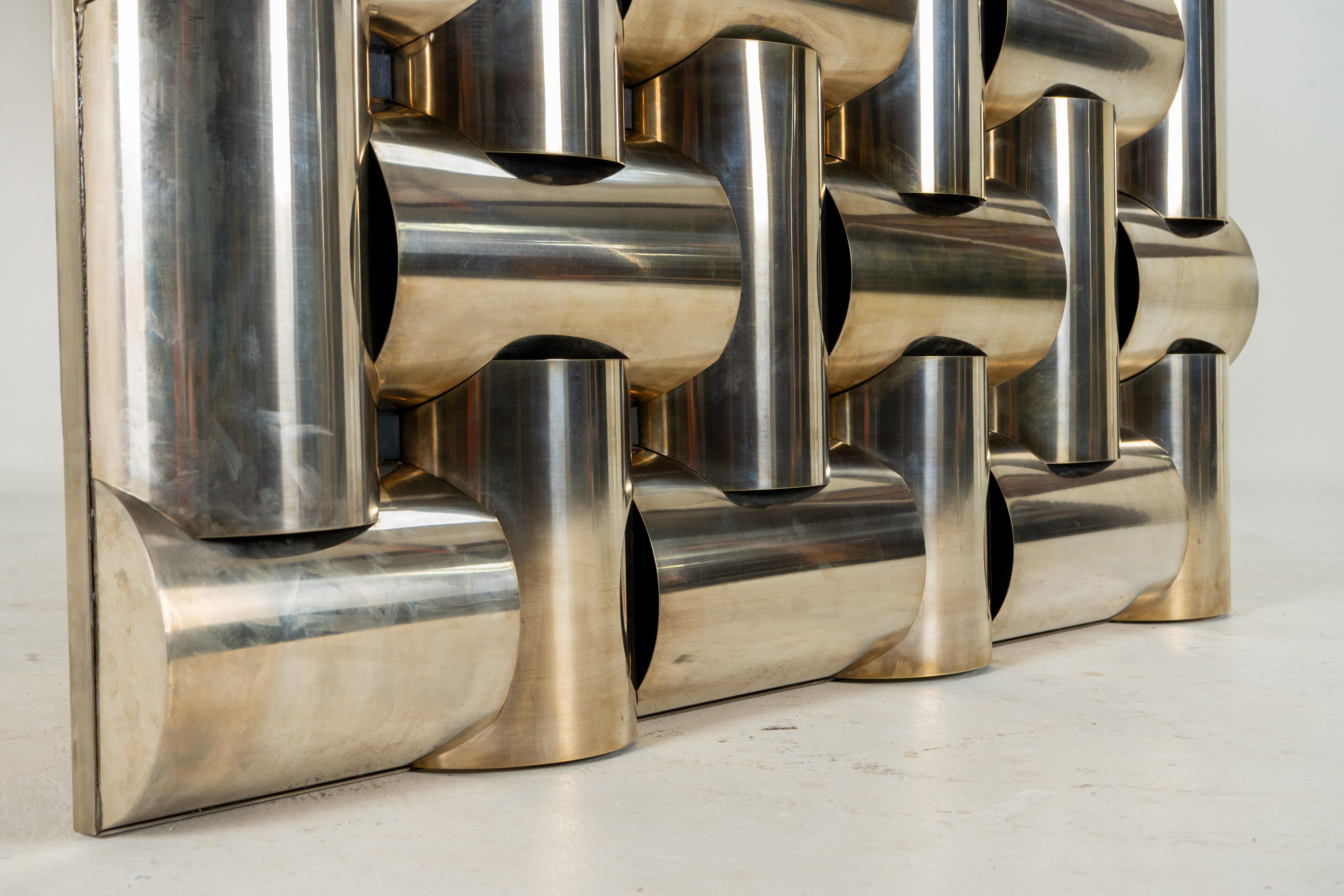 A Mid-Century Wall Sculpture From Interlocking Metal Tubing For Sale 5