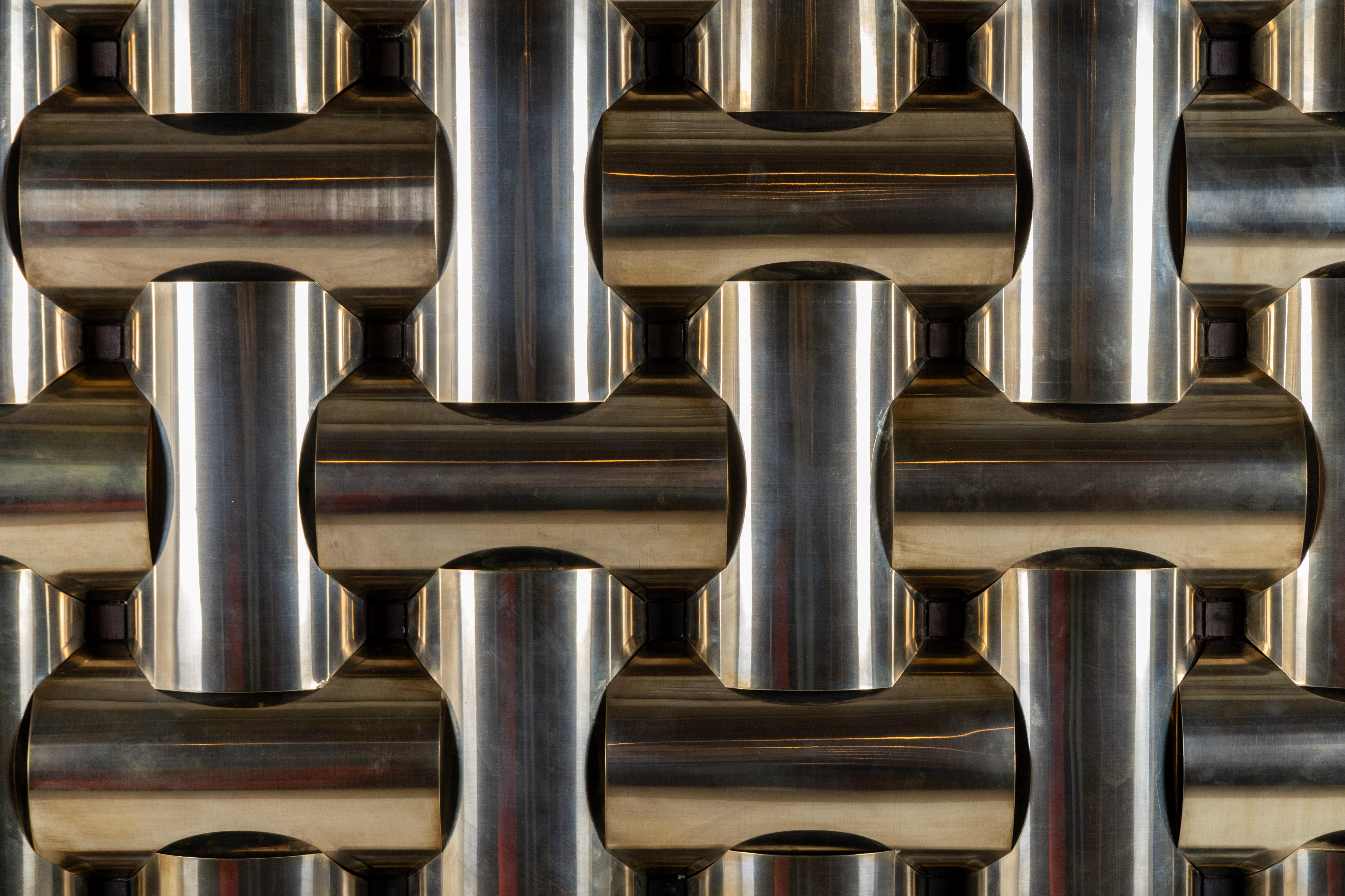 20th Century A Mid-Century Wall Sculpture From Interlocking Metal Tubing For Sale