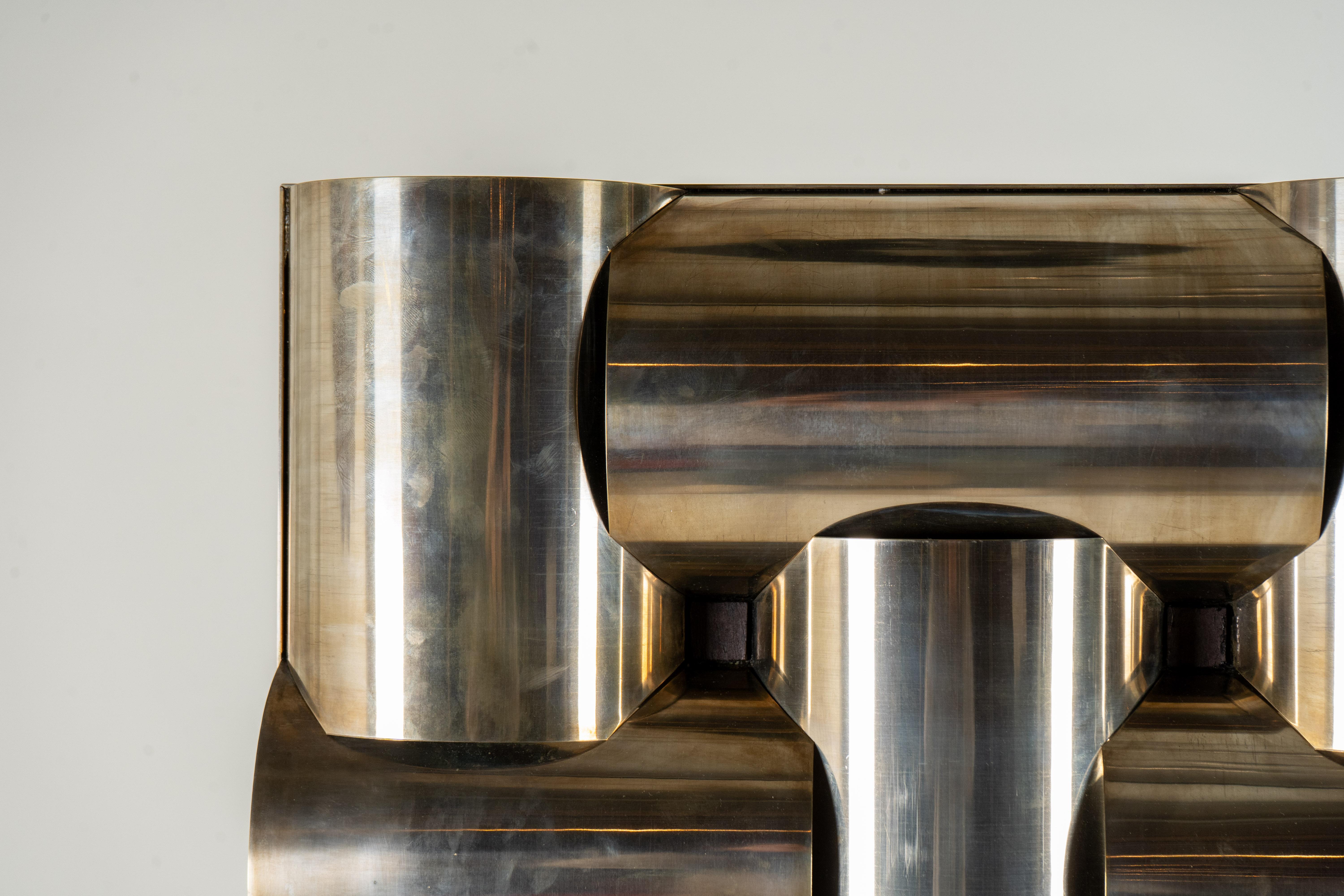 A Mid-Century Wall Sculpture From Interlocking Metal Tubing For Sale 1