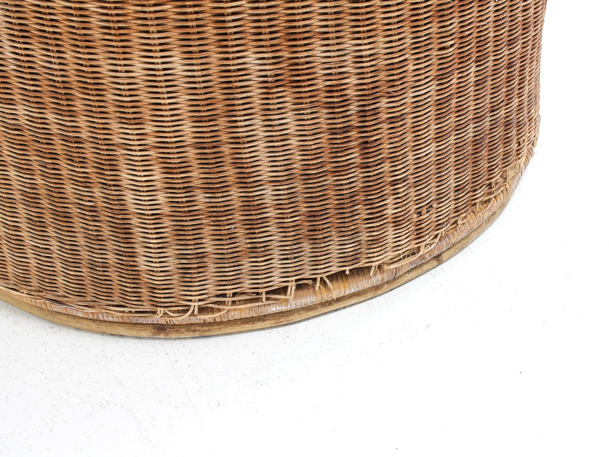 Mid Century Wicker Tub Chair with Pierre Frey Covered Cushion, 1960s 6