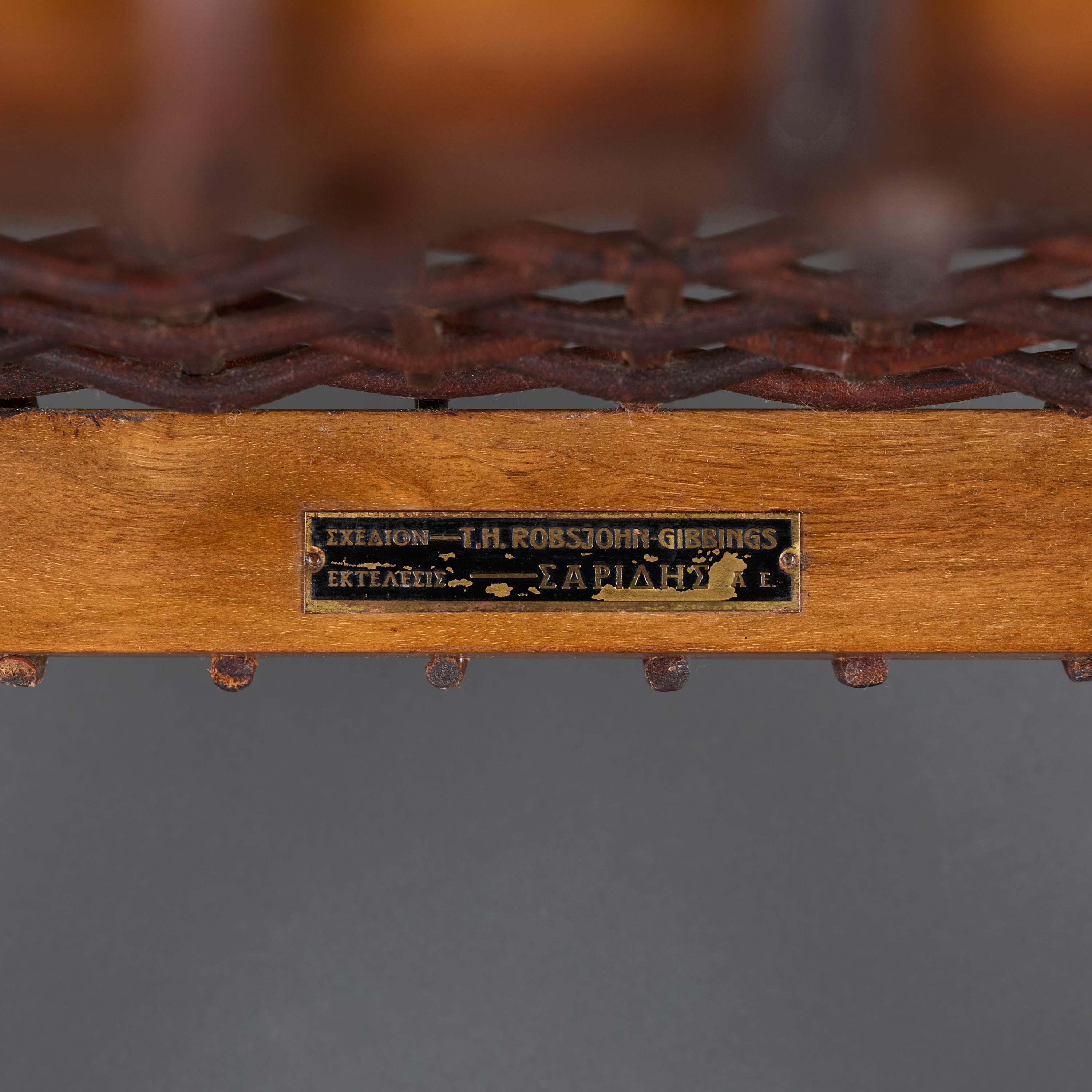 Una sedia da salotto in pelle intrecciata di metà secolo di T.H. Robsjohn-Gibbings In condizioni buone in vendita a London, GB