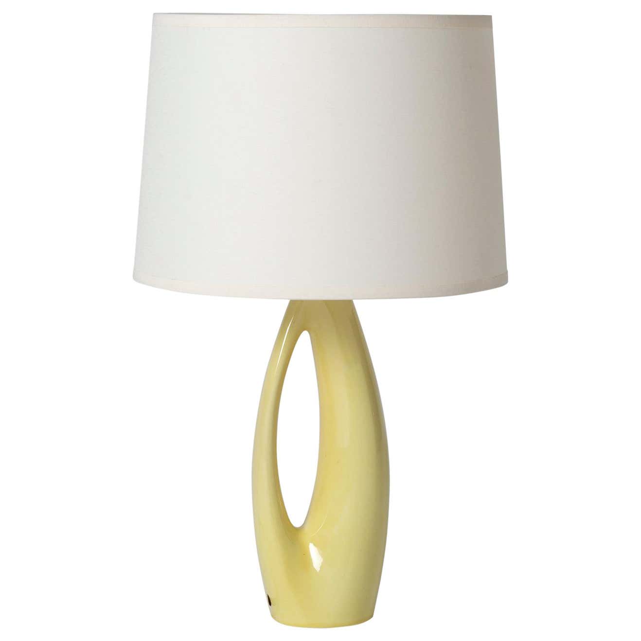 Midcentury Yellow Ceramic Table Lamp by Rörstrand For Sale at 1stDibs