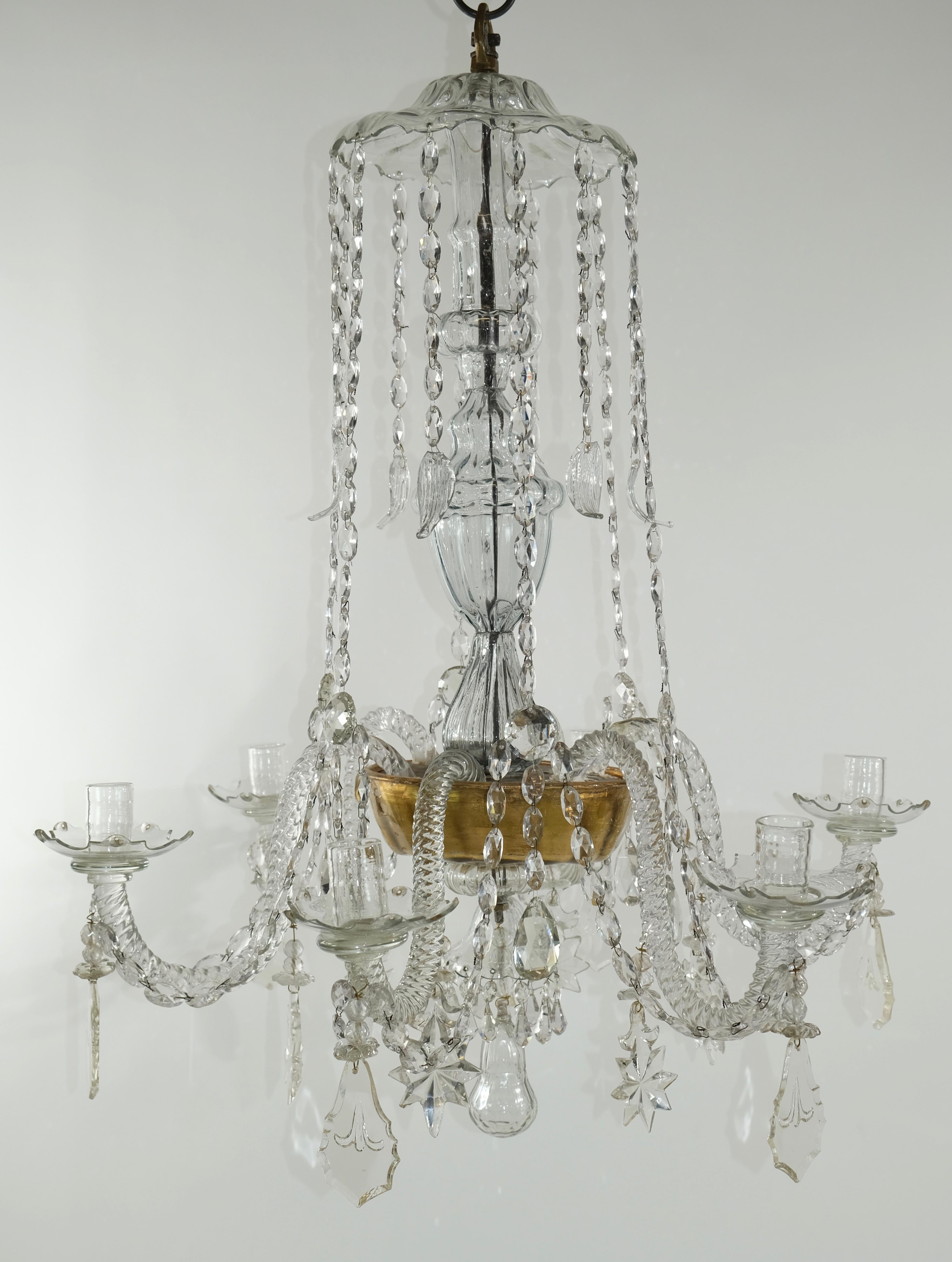 Gilt Mid European Glass Chandelier, 18th C.