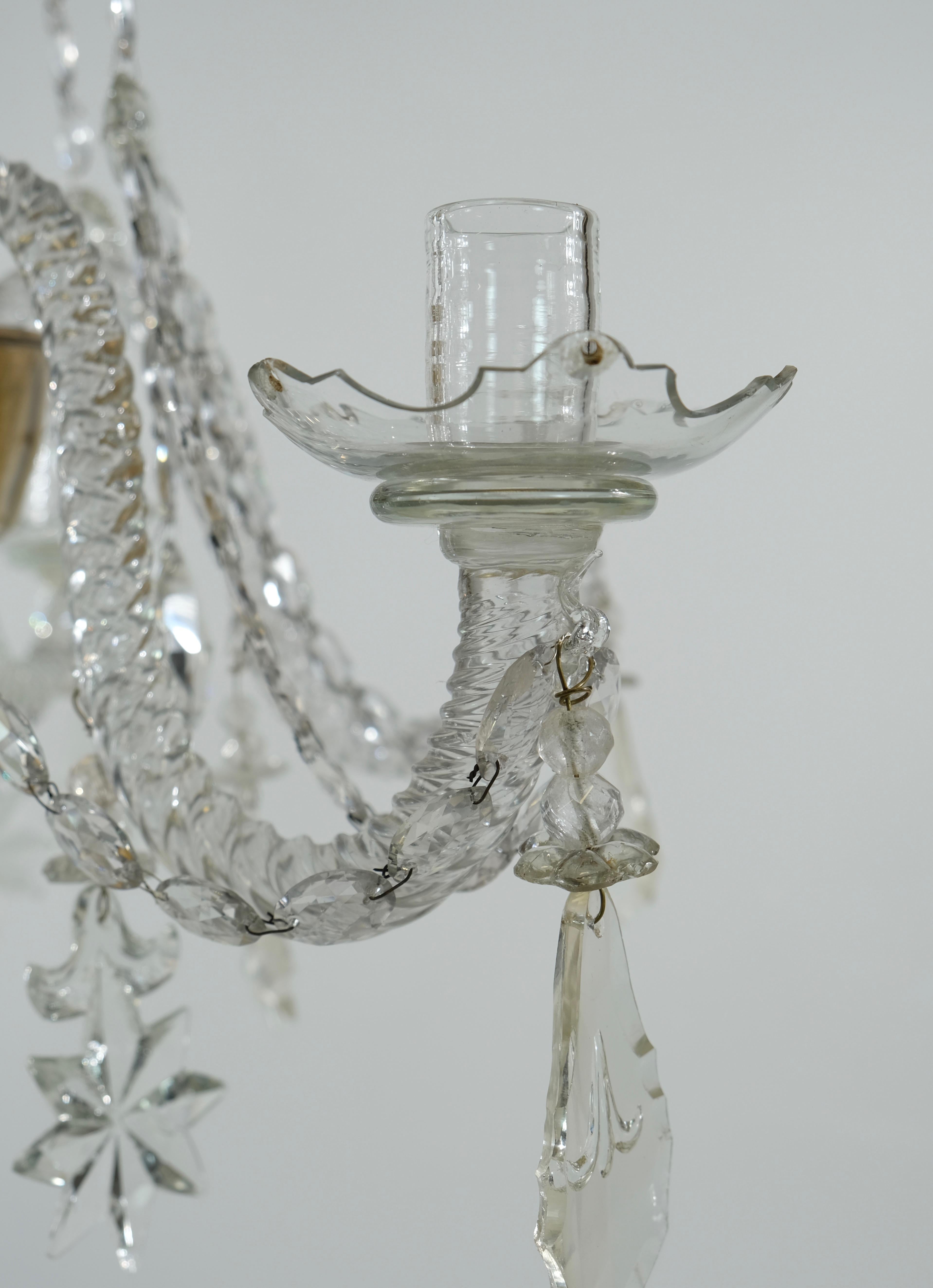 Mid European Glass Chandelier, 18th C. In Good Condition In Stockholm, SE