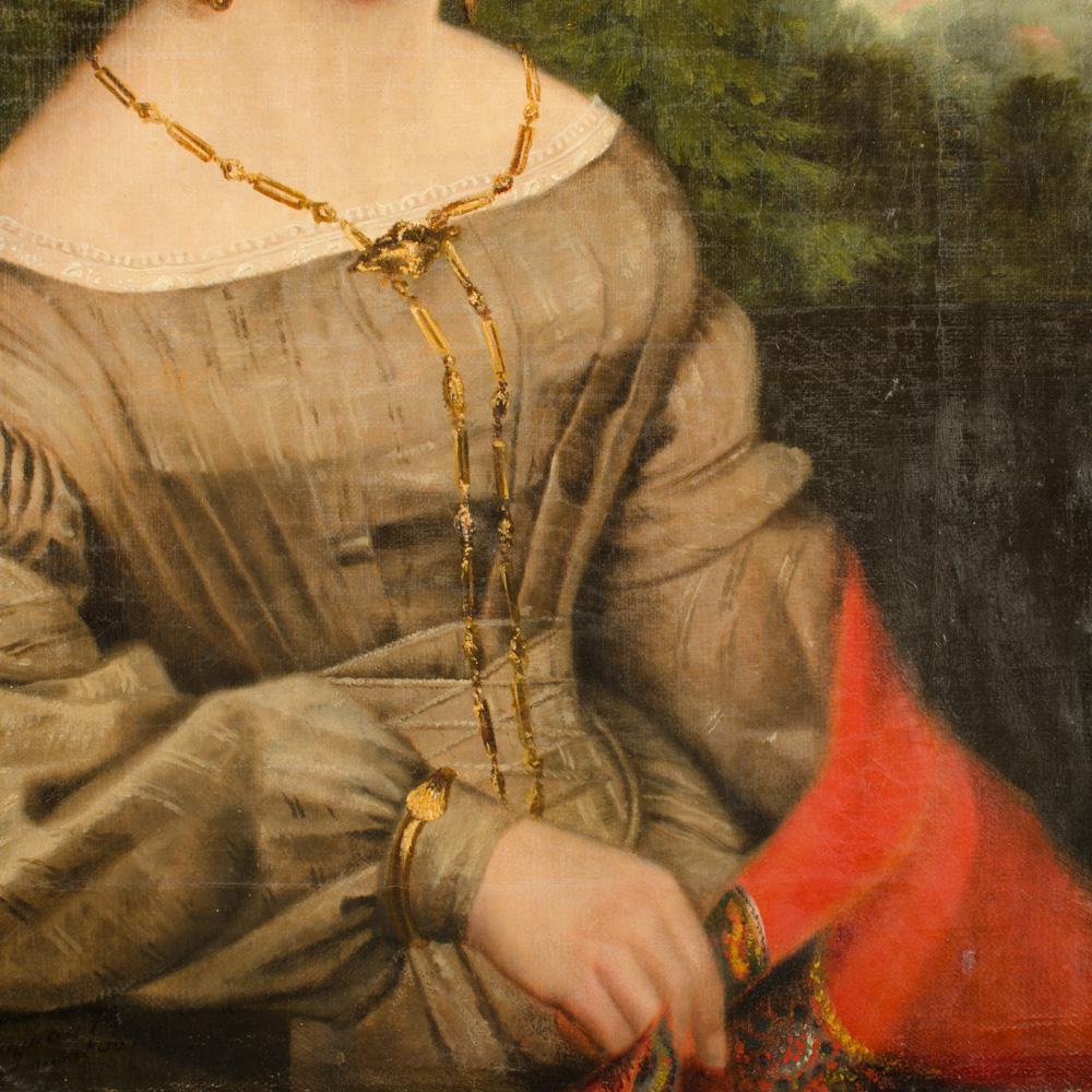 French A Mid-Nineteenth Century Portrait of a Distinguished Woman. For Sale