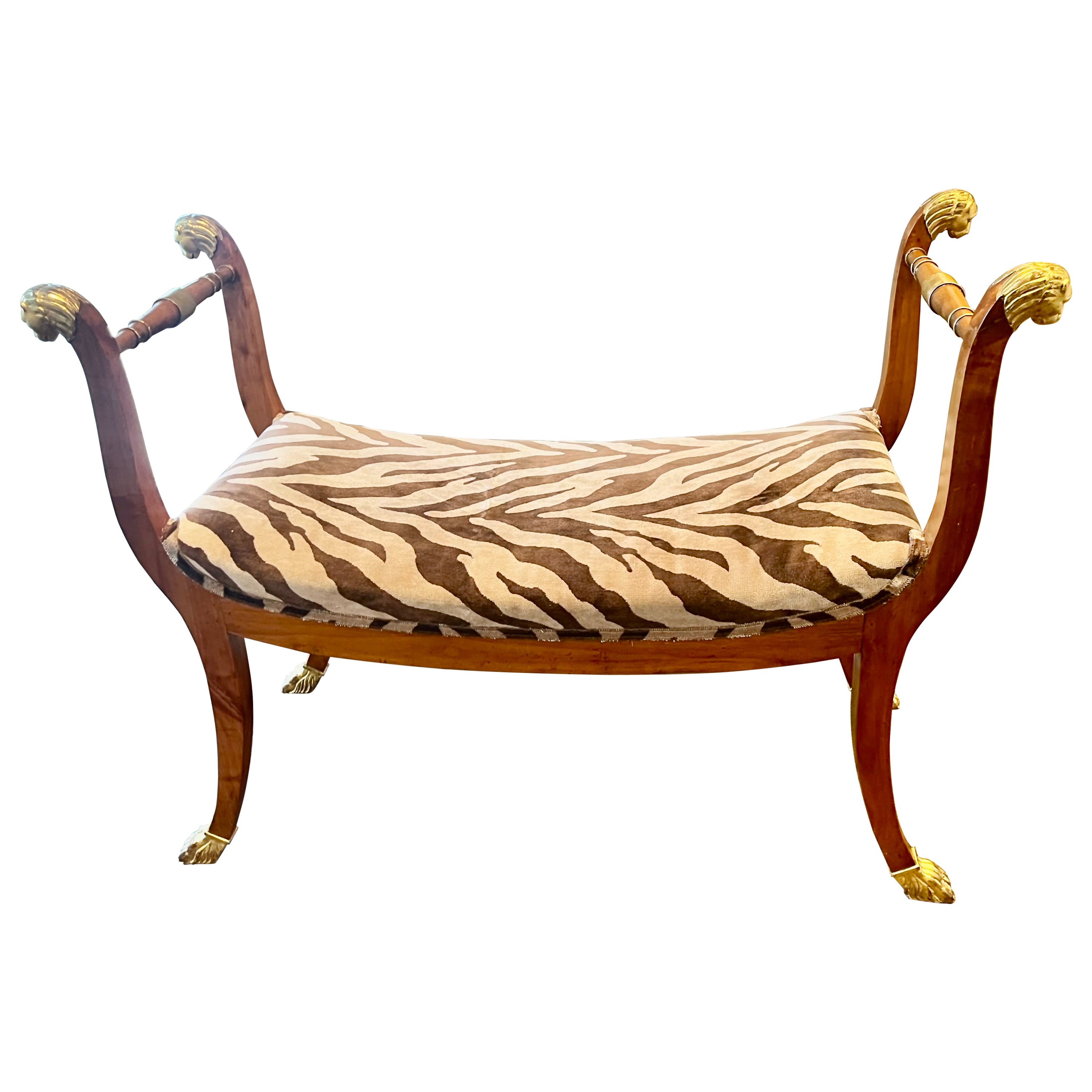 A Mid Twentieth Century Empire style parcel gilt bench by Baker Furniture Co. en vente