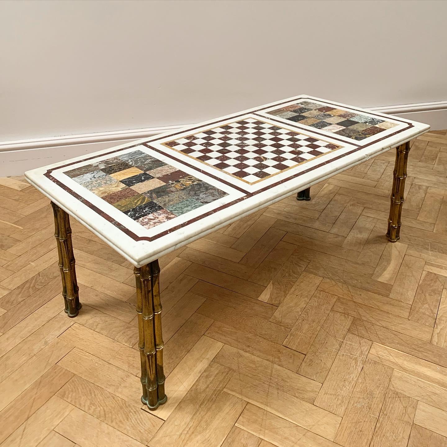 Mid-Twentieth Century Faux Bamboo and Marble Coffee Table In Good Condition In London, GB