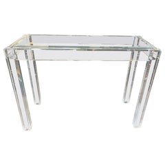 Consola de lucita con inserciones de cristal de mediados del siglo XX