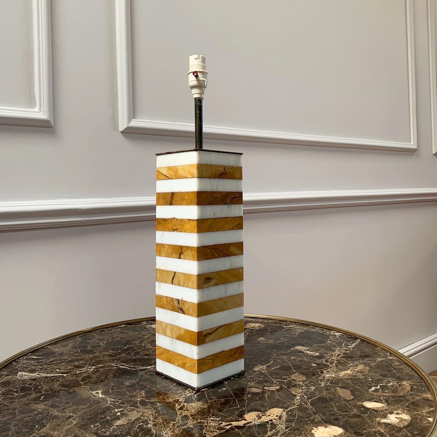 Cross-Banded A Mid Twentieth Century Italian Marble Banded Tower Lamp For Sale