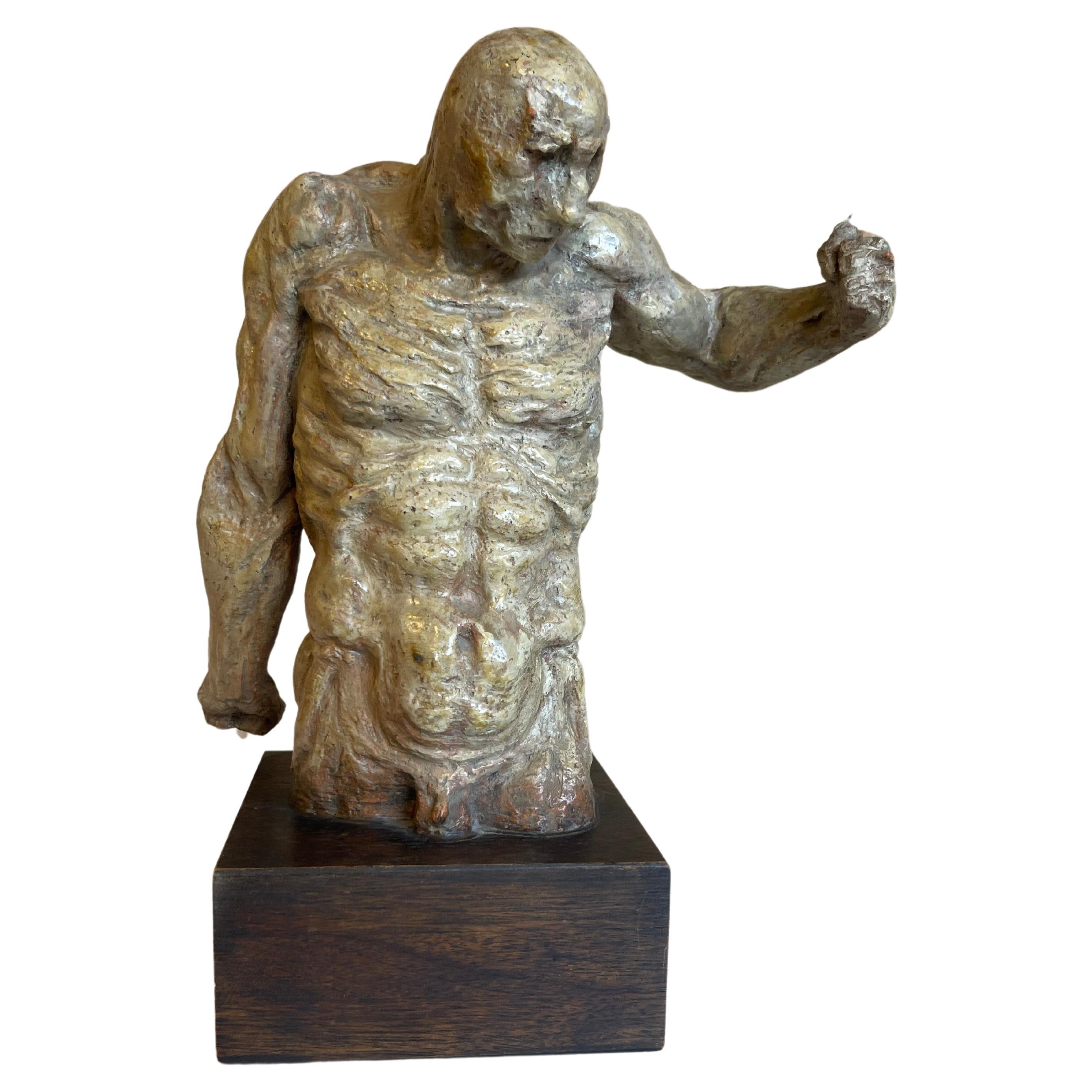 Escultura figurativa de mediados del siglo XX pintada al óleo por Fred Berger