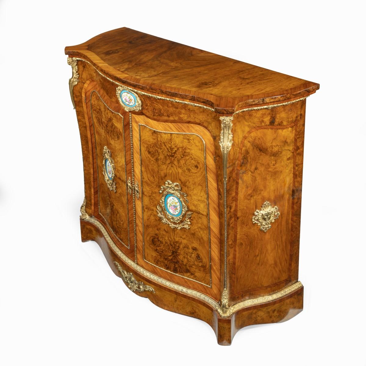 British Mid-Victorian Kingwood Serpentine Cabinet For Sale