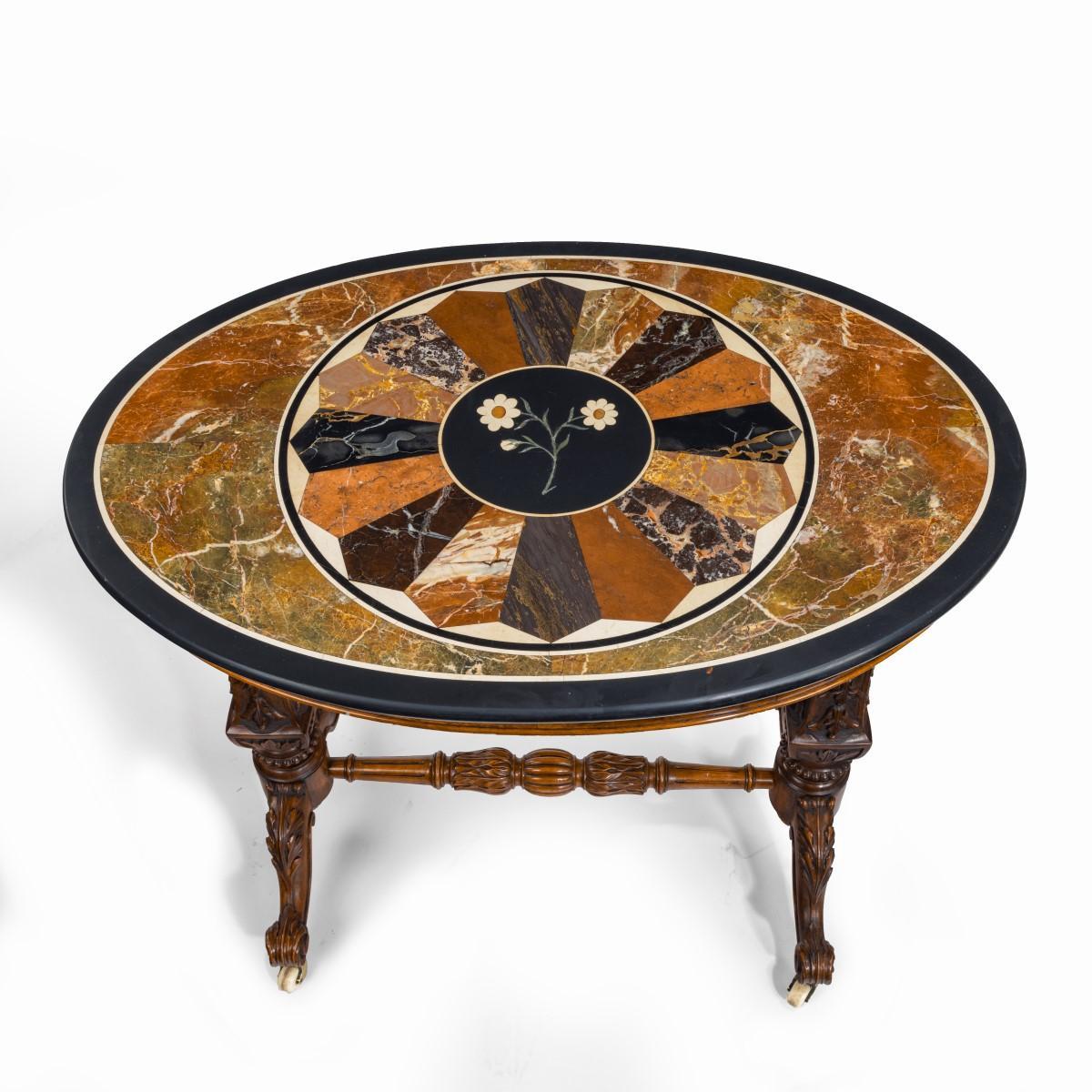 Mid-Victorian Walnut and Pietra Dura Table In Good Condition For Sale In Lymington, Hampshire