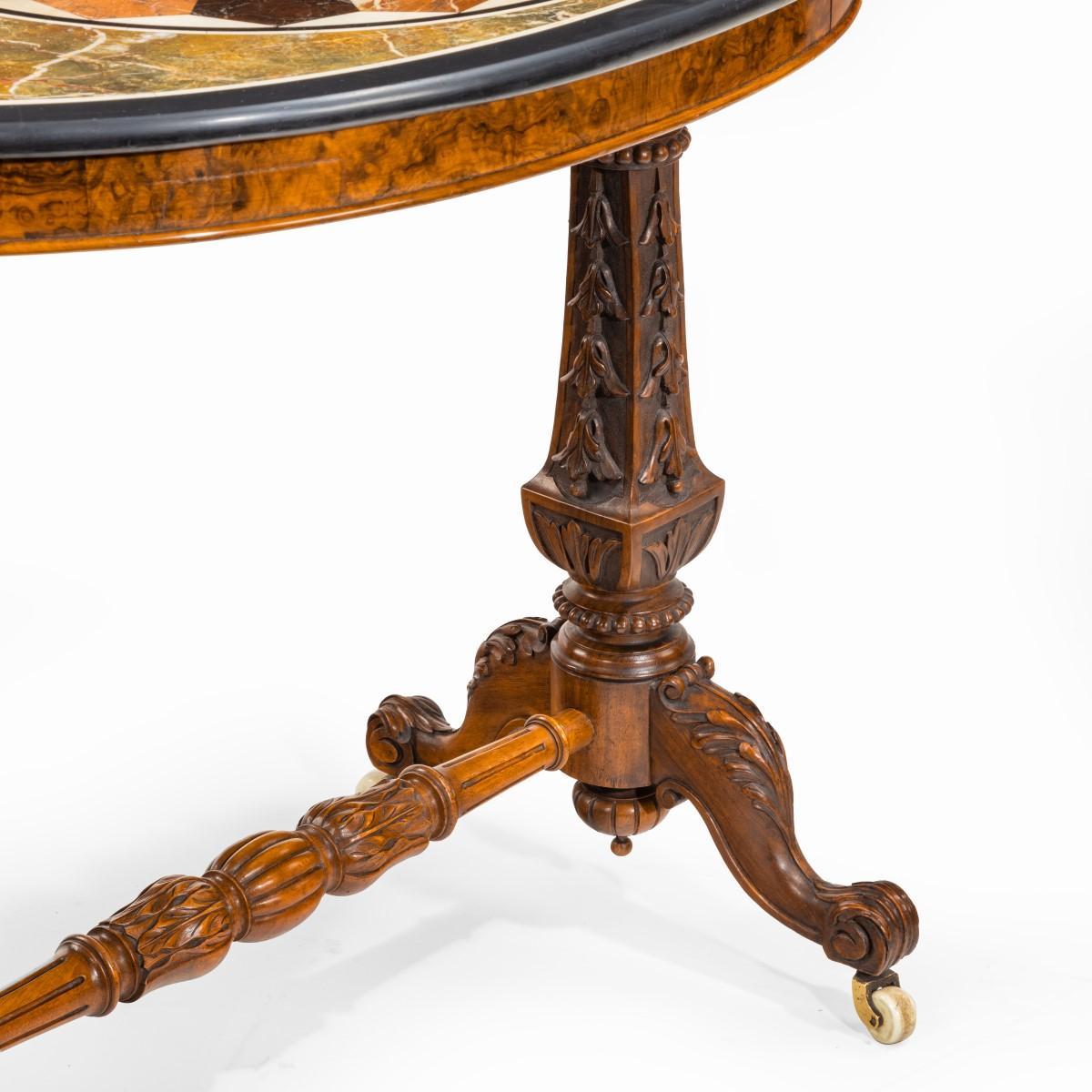 Mid-Victorian Walnut and Pietra Dura Table For Sale 3