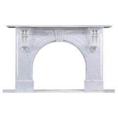 Mid-Victorian White Marble Arched Fireplace