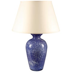 Midcentury Blue and White Murano Glass Vase as a Table Lamp