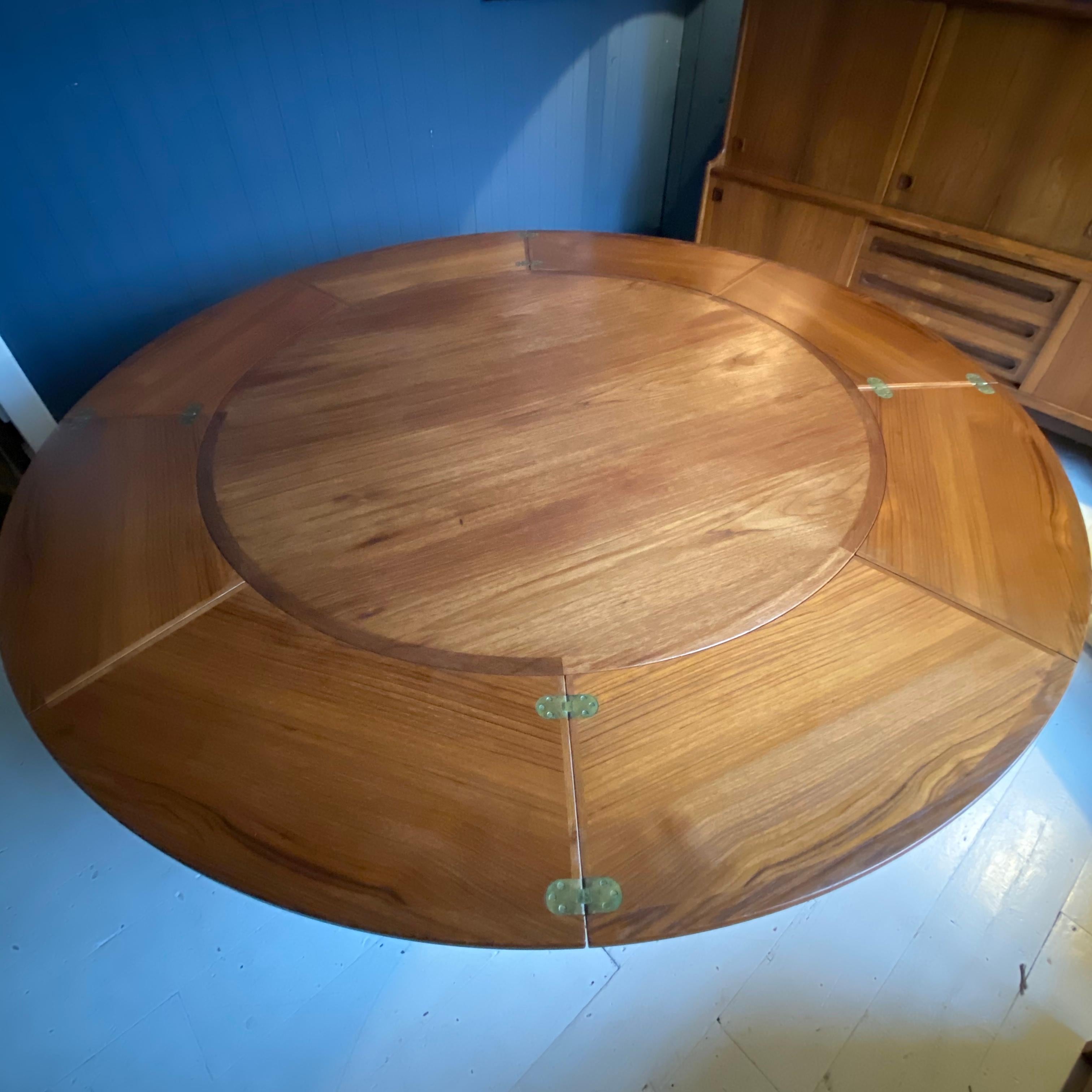 20th Century Midcentury Danish Teak Circular Extendable Flip-Flap Dining Table by Dyrlund