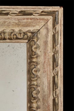 Midcentury French White Gesso Mirror Frame, with Later Mercury Plate