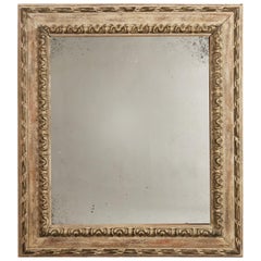 Midcentury French White Gesso Mirror Frame, with Later Mercury Plate