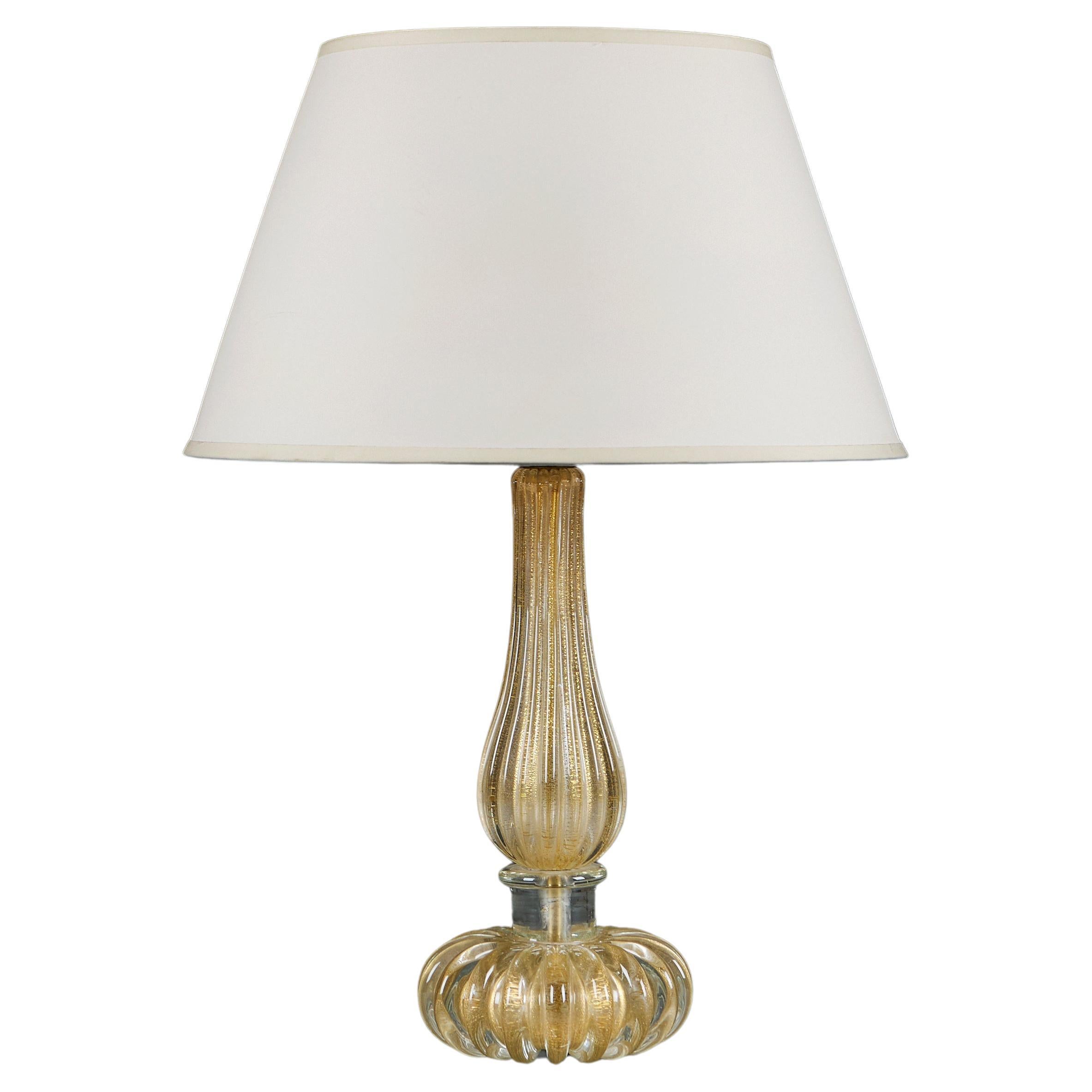 A Midcentury Gold Murano Glass Lamp by Seguso