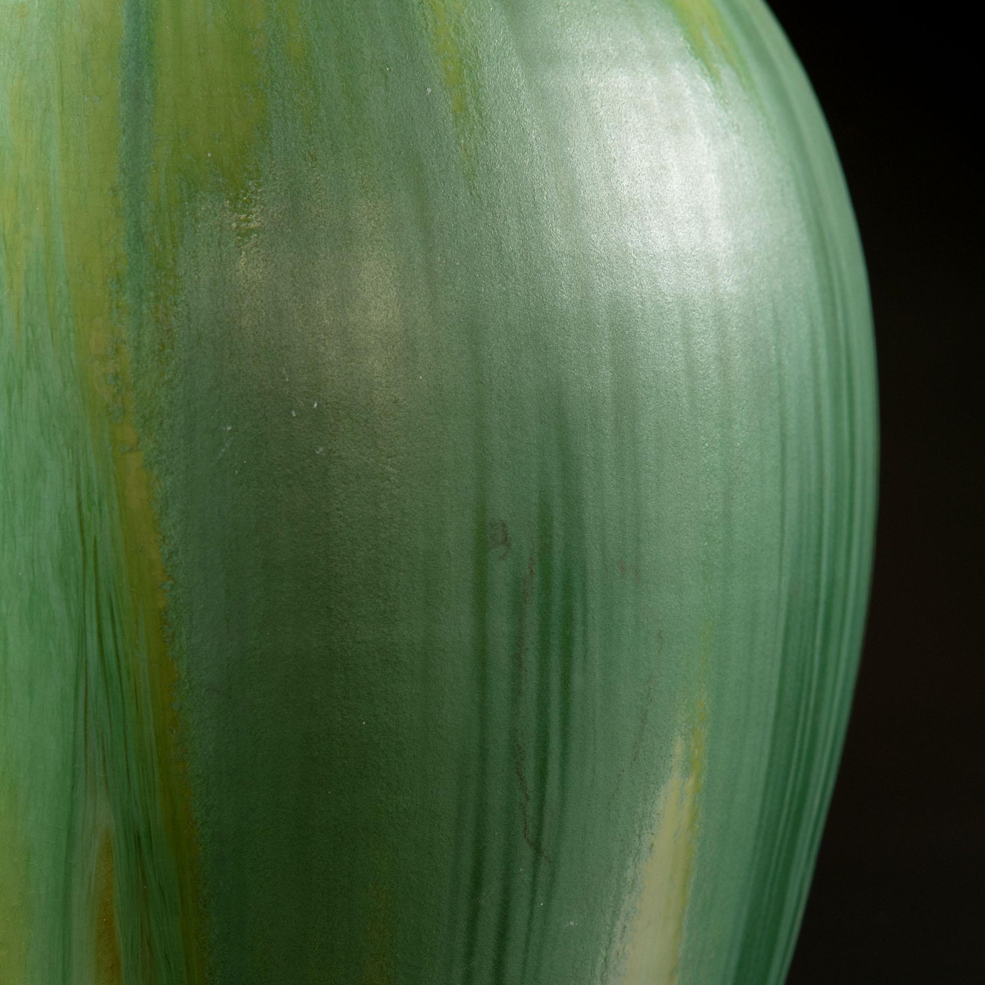 20th Century Midcentury Green Drip Glaze Art Pottery Vase as a Table Lamp
