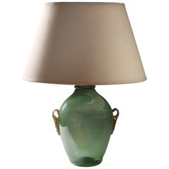 Midcentury Green Murano Glass Vase as a Table Lamp