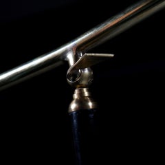 Midcentury Italian Standard Lamp with Red Enamel Shade on Cantilever Brass Arm