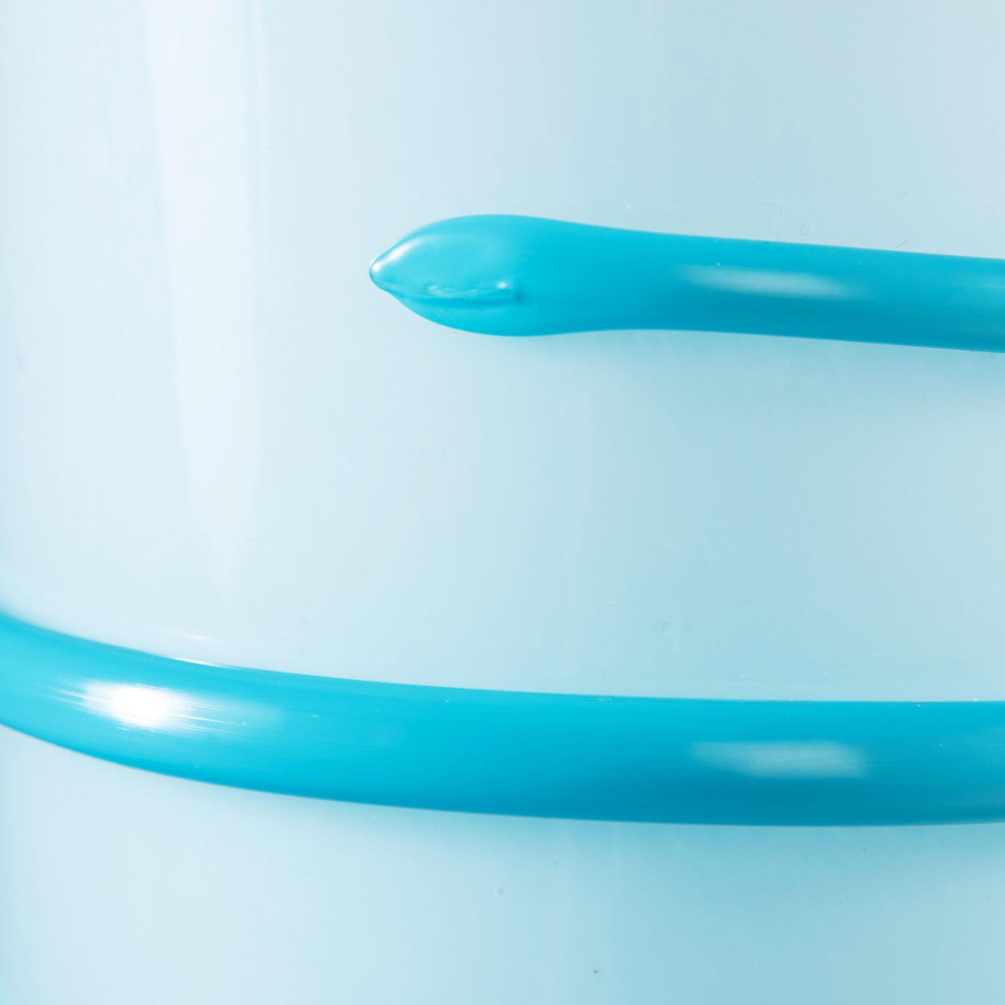Italian Midcentury Light Blue Murano Glass Vase as a Table Lamp