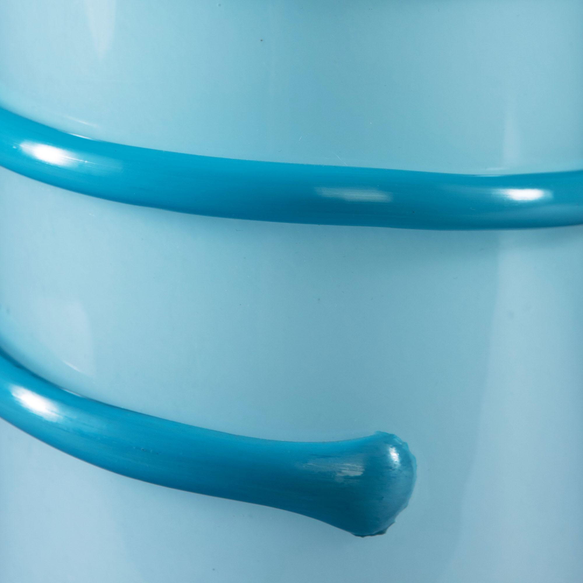 Midcentury Light Blue Murano Glass Vase as a Table Lamp In Good Condition In London, GB