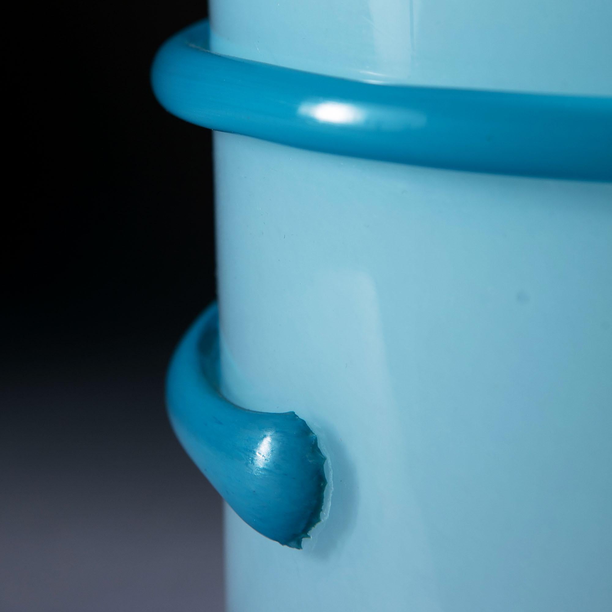 Midcentury Light Blue Murano Glass Vase as a Table Lamp 3