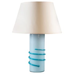 Midcentury Light Blue Murano Glass Vase as a Table Lamp
