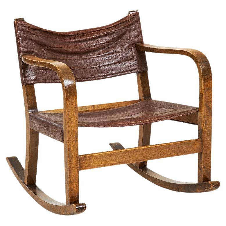 A Midcentury Modern Rocking Chair, Made in Sweden, 1930s For Sale