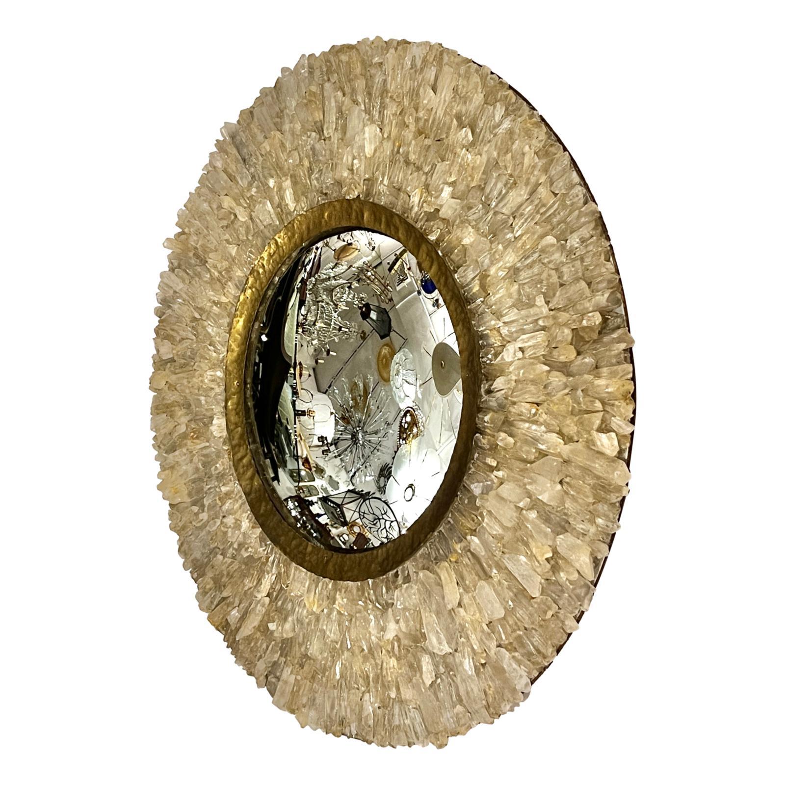 French Midcentury Quartz Crystal Mirror