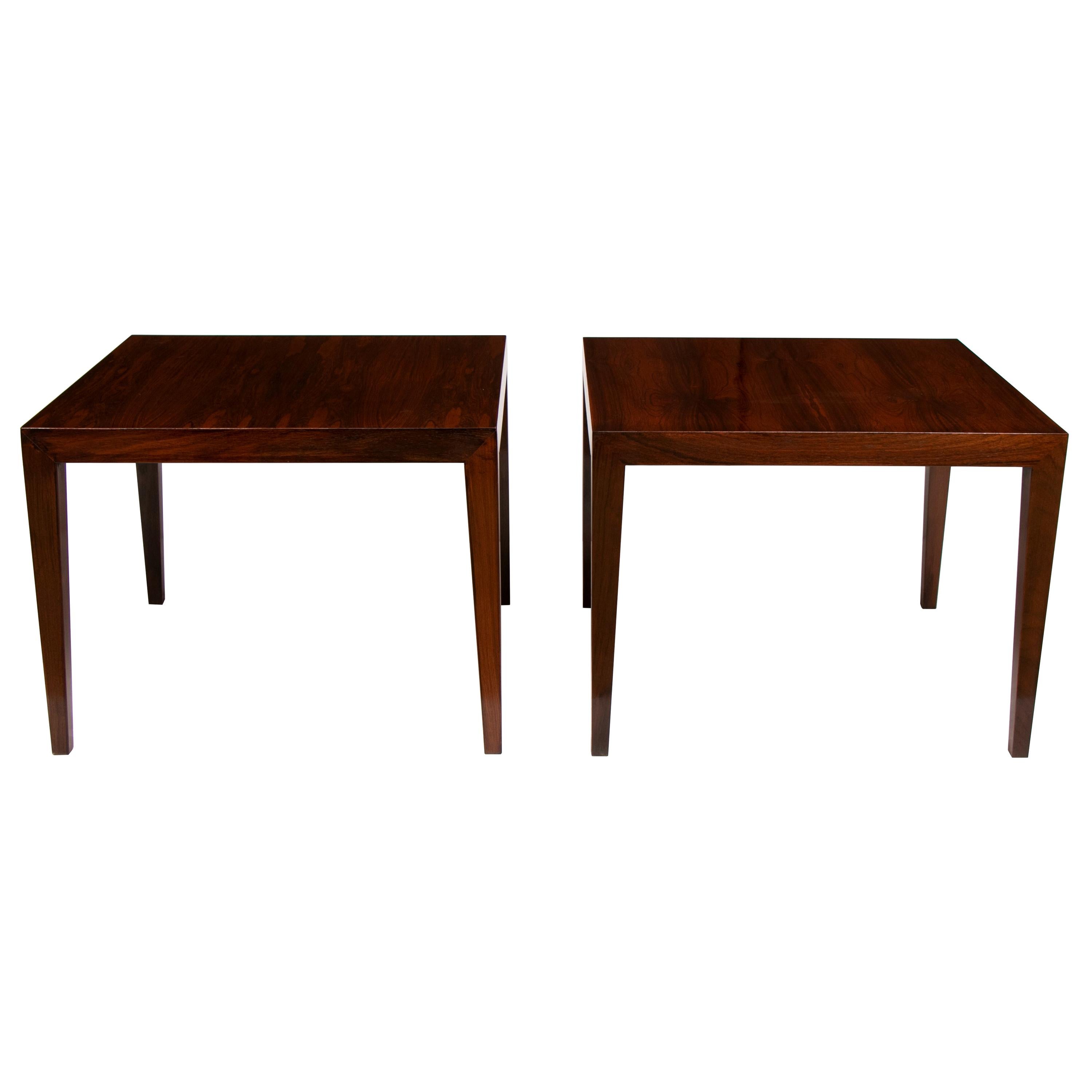 Midcentury Severin Hansen Pair of Danish Rosewood Side Tables or Coffee Tables