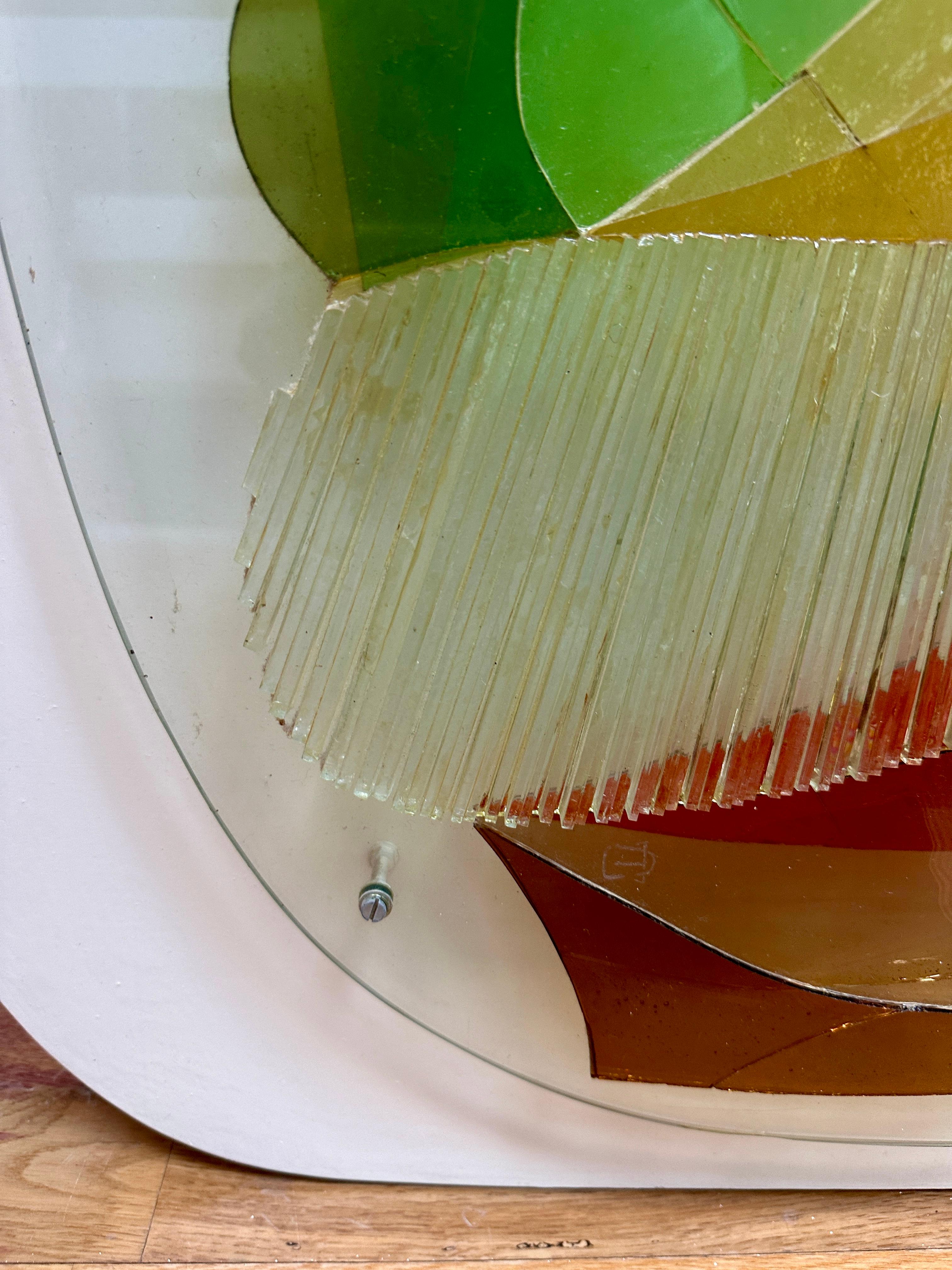 Ein Midcentury Vibrant Dekorative Glas Stück Wandkunst im Angebot 3