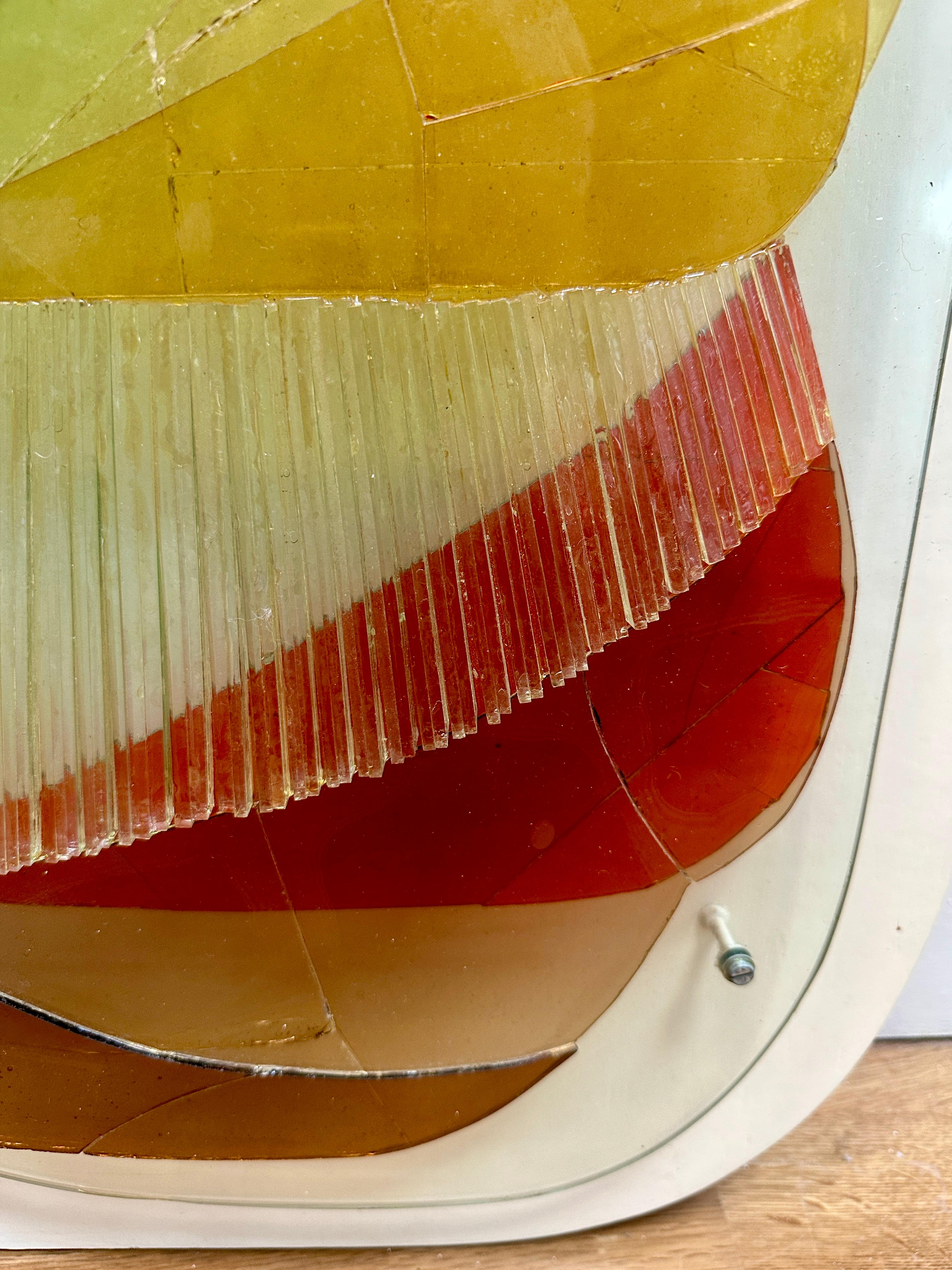 Ein Midcentury Vibrant Dekorative Glas Stück Wandkunst im Angebot 2