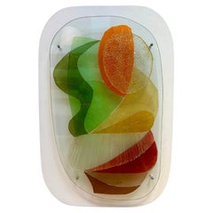A Midcentury Vibrant Decorative Glass Piece Of Wall Art