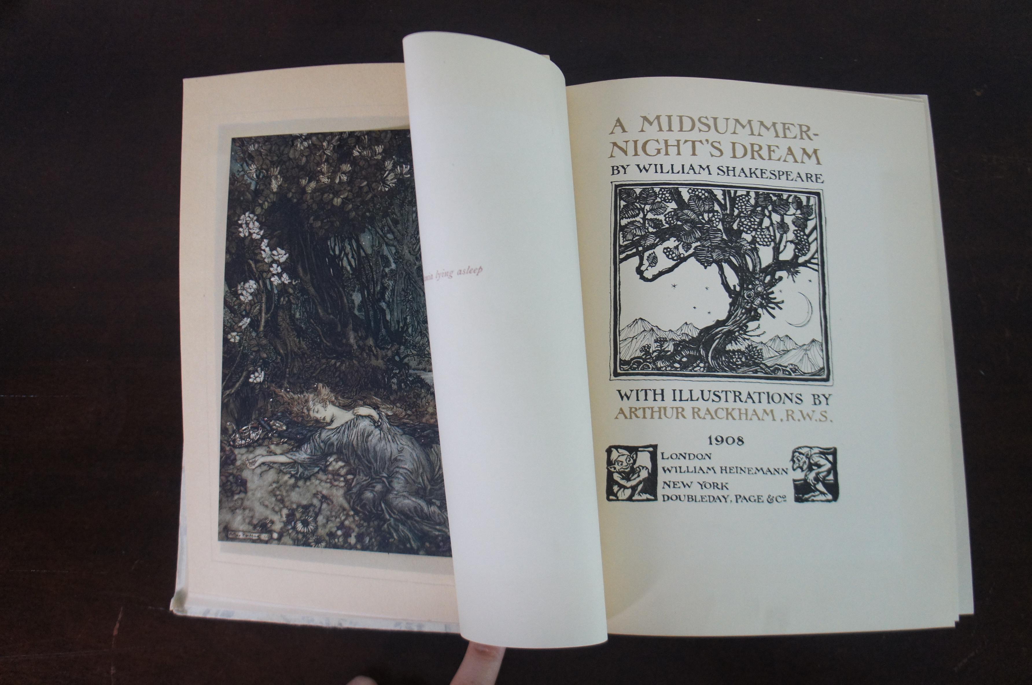 Illustrations du rêve de Midsummer-Nights d'Arthur Rackham, 1908, page double de jour en vente 5