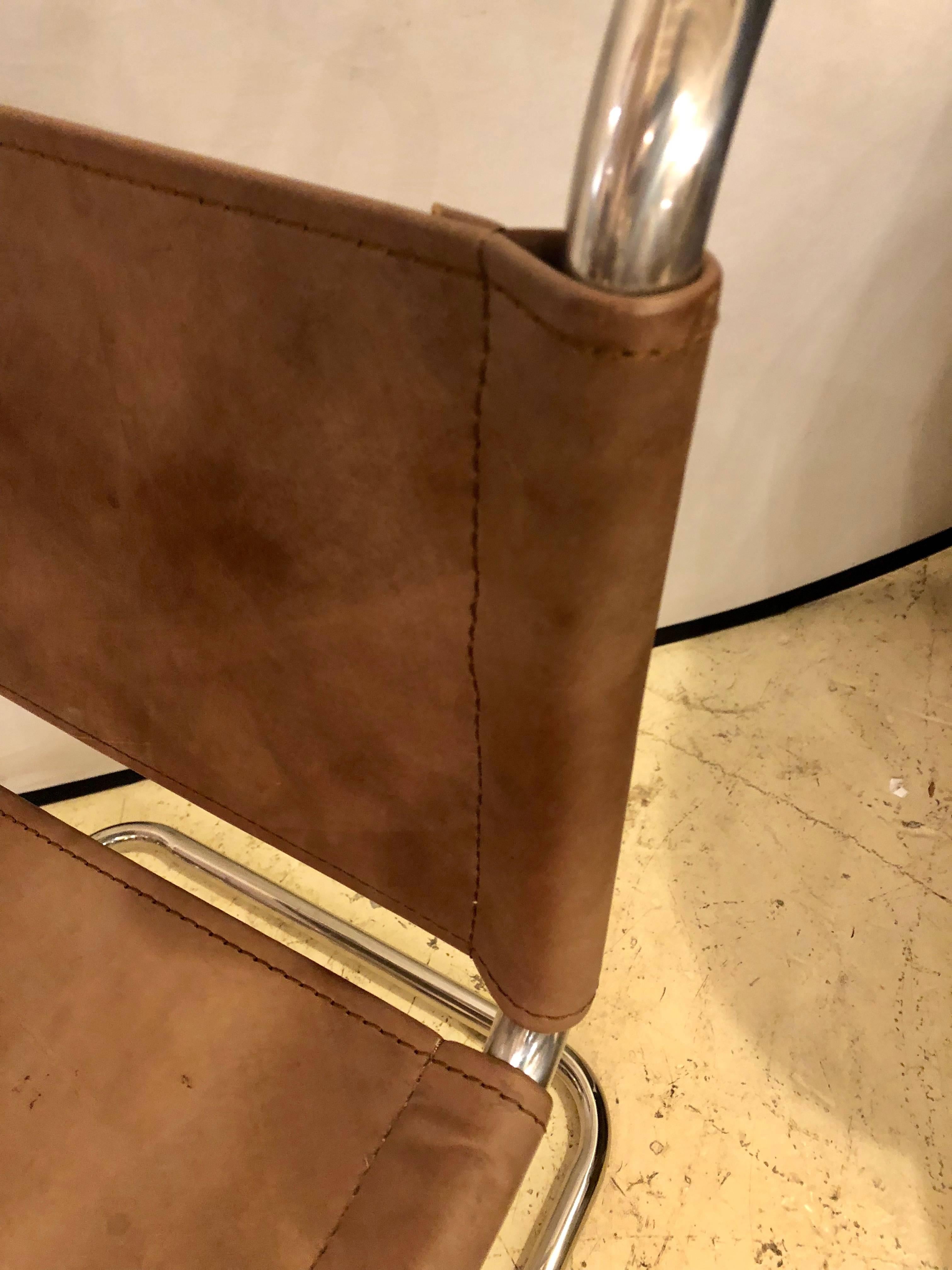 Mies Van Der Roche for Knoll Style Tubular Side Chair In Good Condition In Stamford, CT