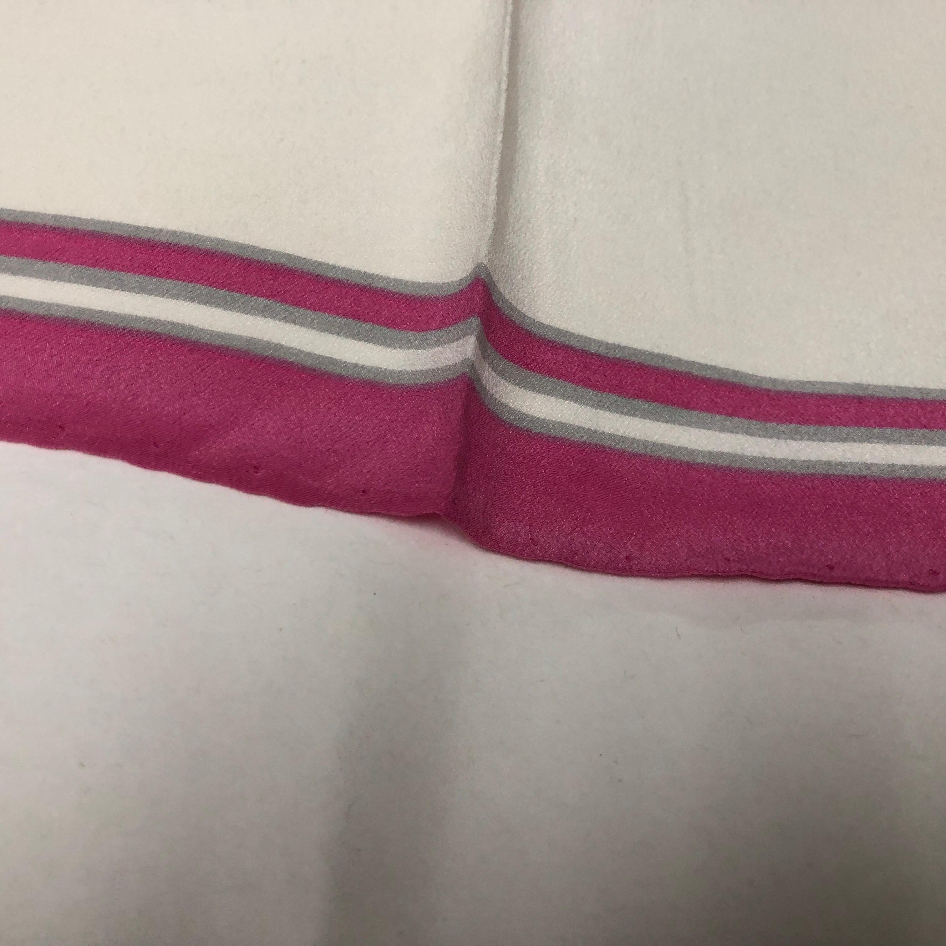 Women's A Mila Schon Vintage Pink and White Silk Foulard circa 1980