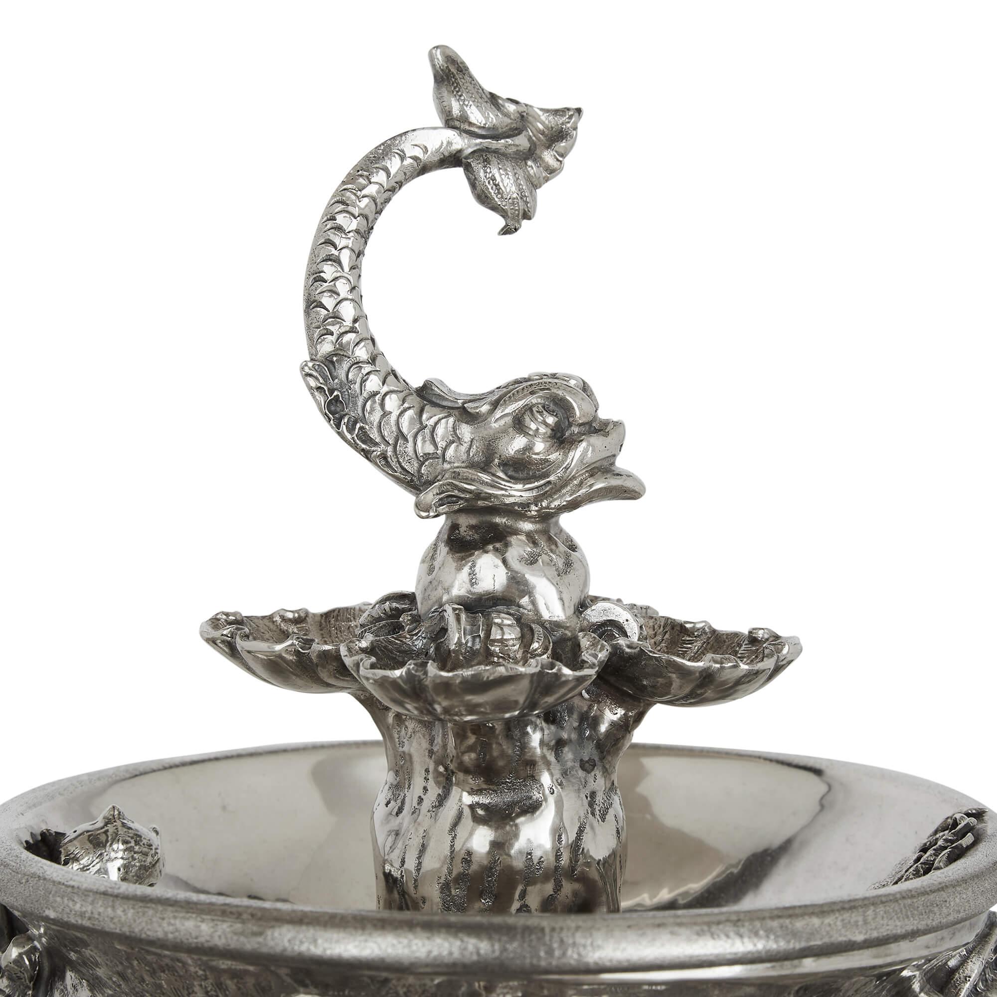Modern Milanese Sterling Silver 20th Century Fountain Centrepiece For Sale