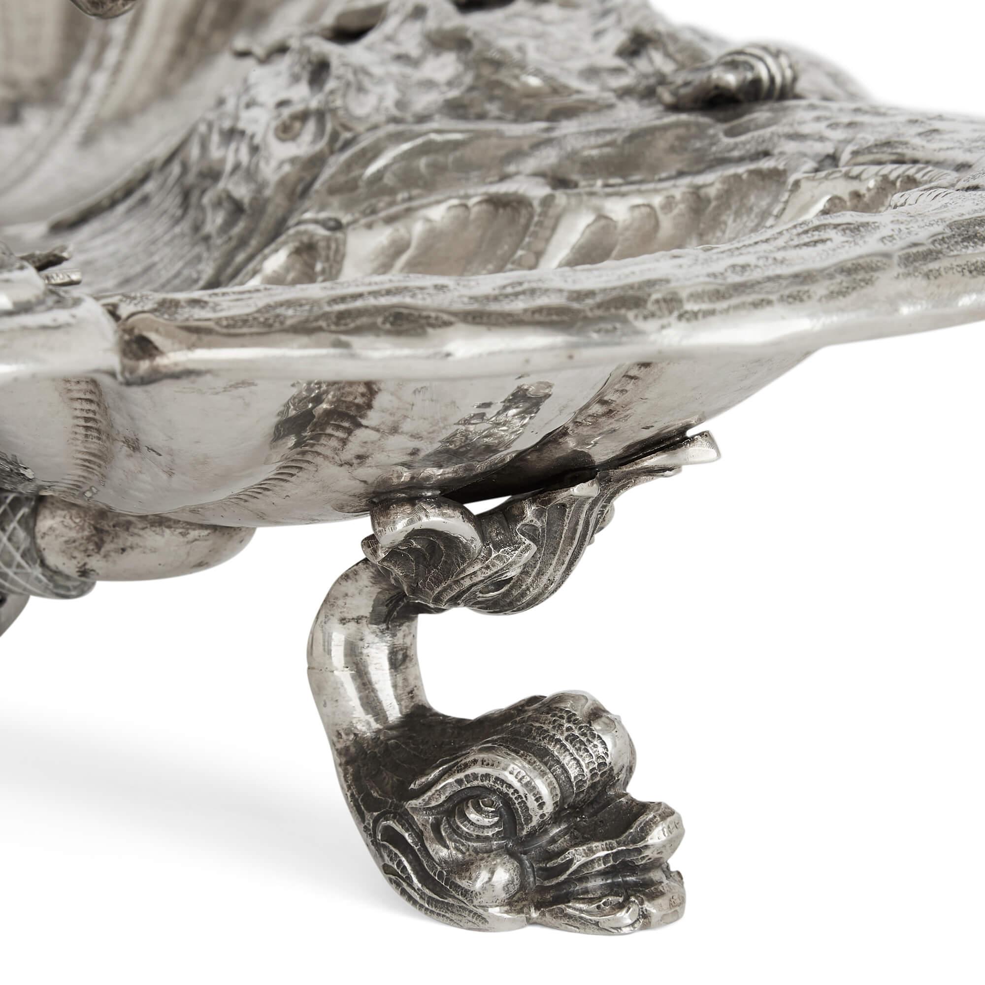 Hand-Crafted Milanese Sterling Silver 20th Century Fountain Centrepiece For Sale
