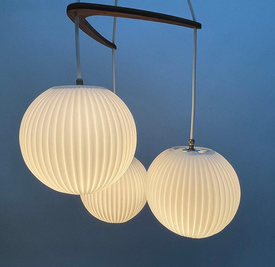 Dutch Milk Glass Pendant Lamp by Louis Kalff for Philips, 1960s For Sale