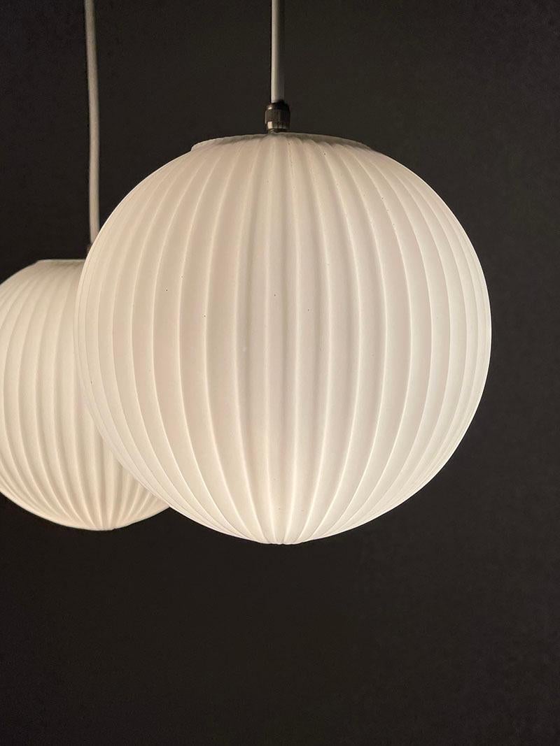 20th Century Milk Glass Pendant Lamp by Louis Kalff for Philips, 1960s For Sale