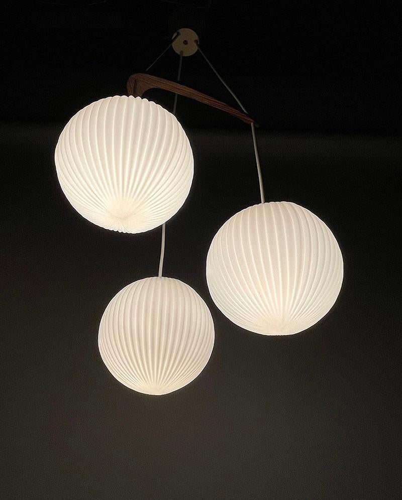 Milk Glass Pendant Lamp by Louis Kalff for Philips, 1960s For Sale 1