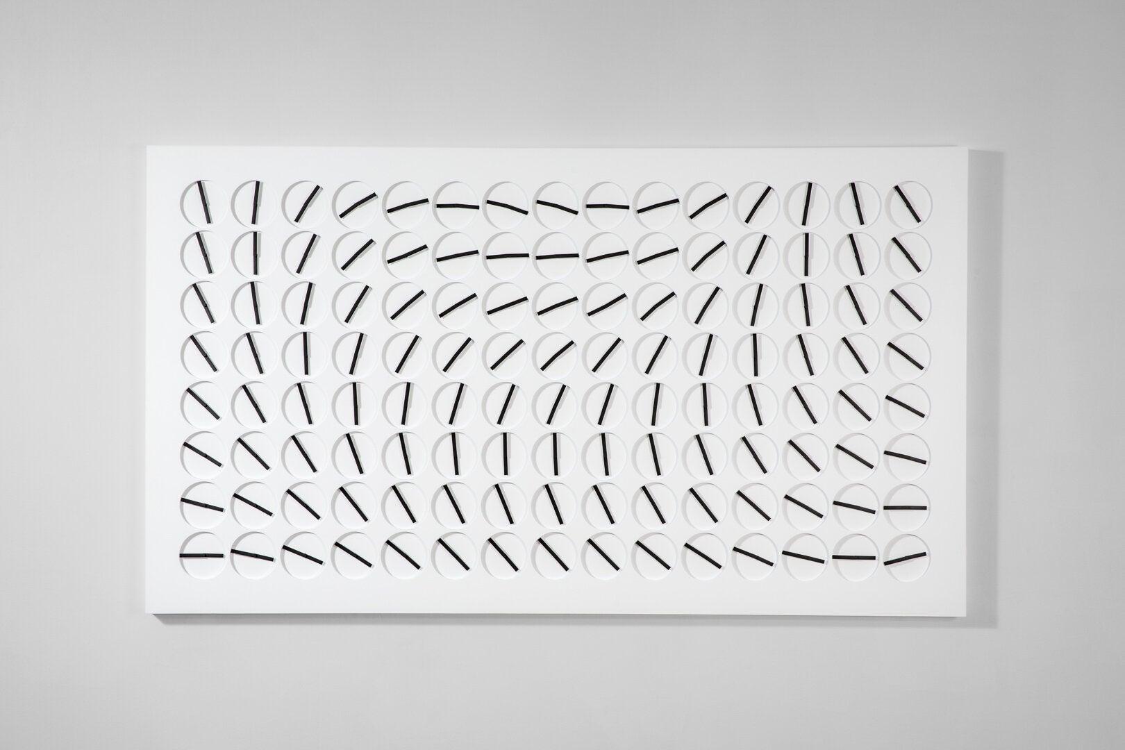 Perhaps Humans Since 1982s most well-known work, a million times is both a Kinetic sculpture and a functioning clock. Developed from their design of The Clock (2008), its hands veer from unpredictable, mechanical spinning, to perfect, synchronized