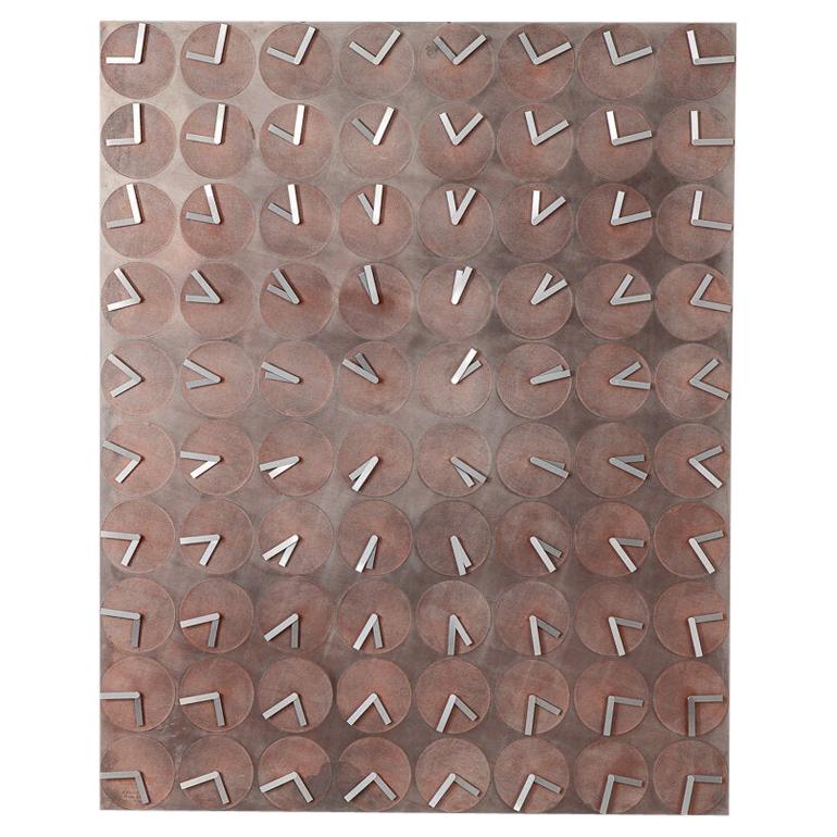 A Million Times 80 Copper Wall Clock Wall Sculpture by Humans, Since 1982