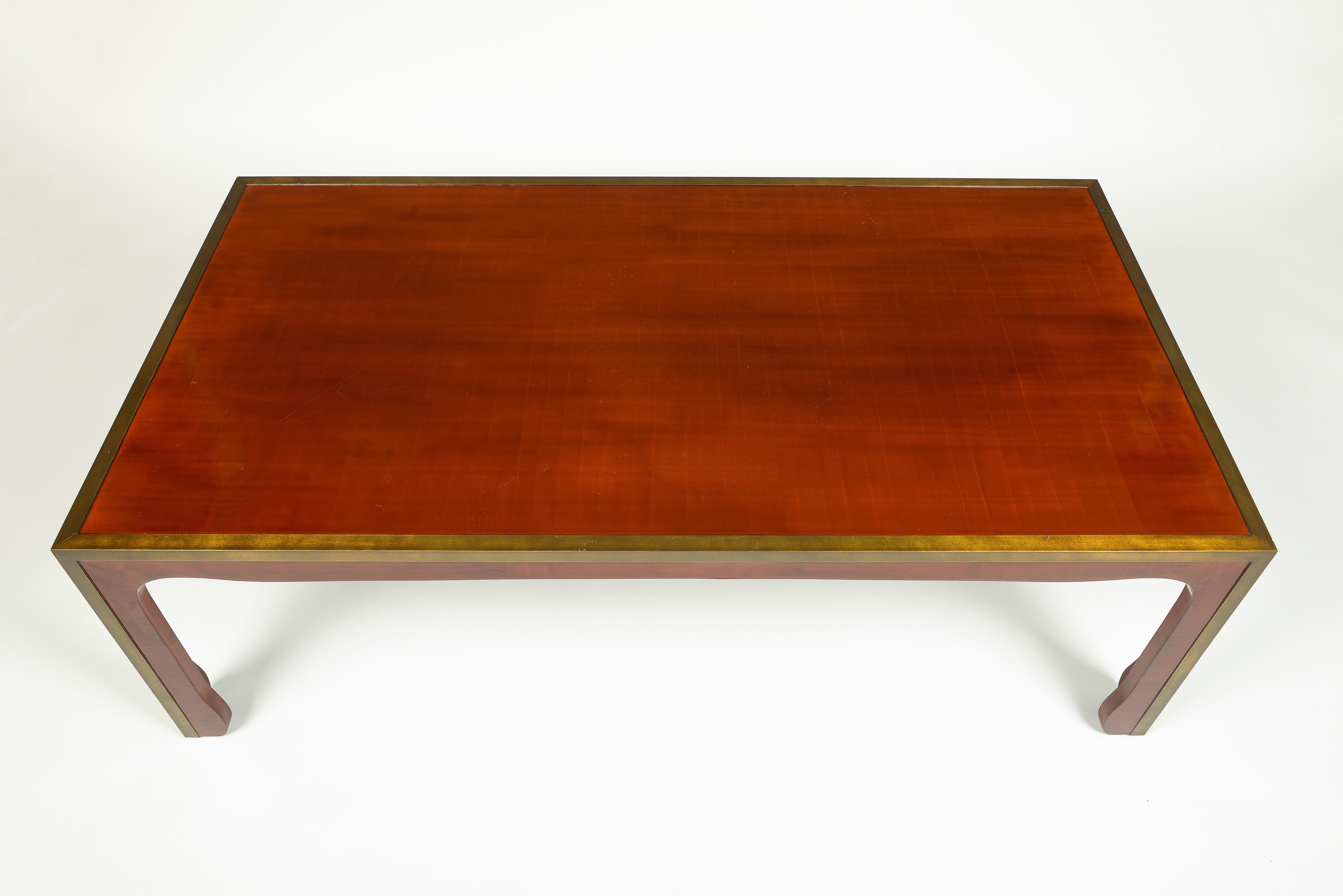 A Ming Style Cinnabar Lacquer and Brass Coffee Table For Sale 2