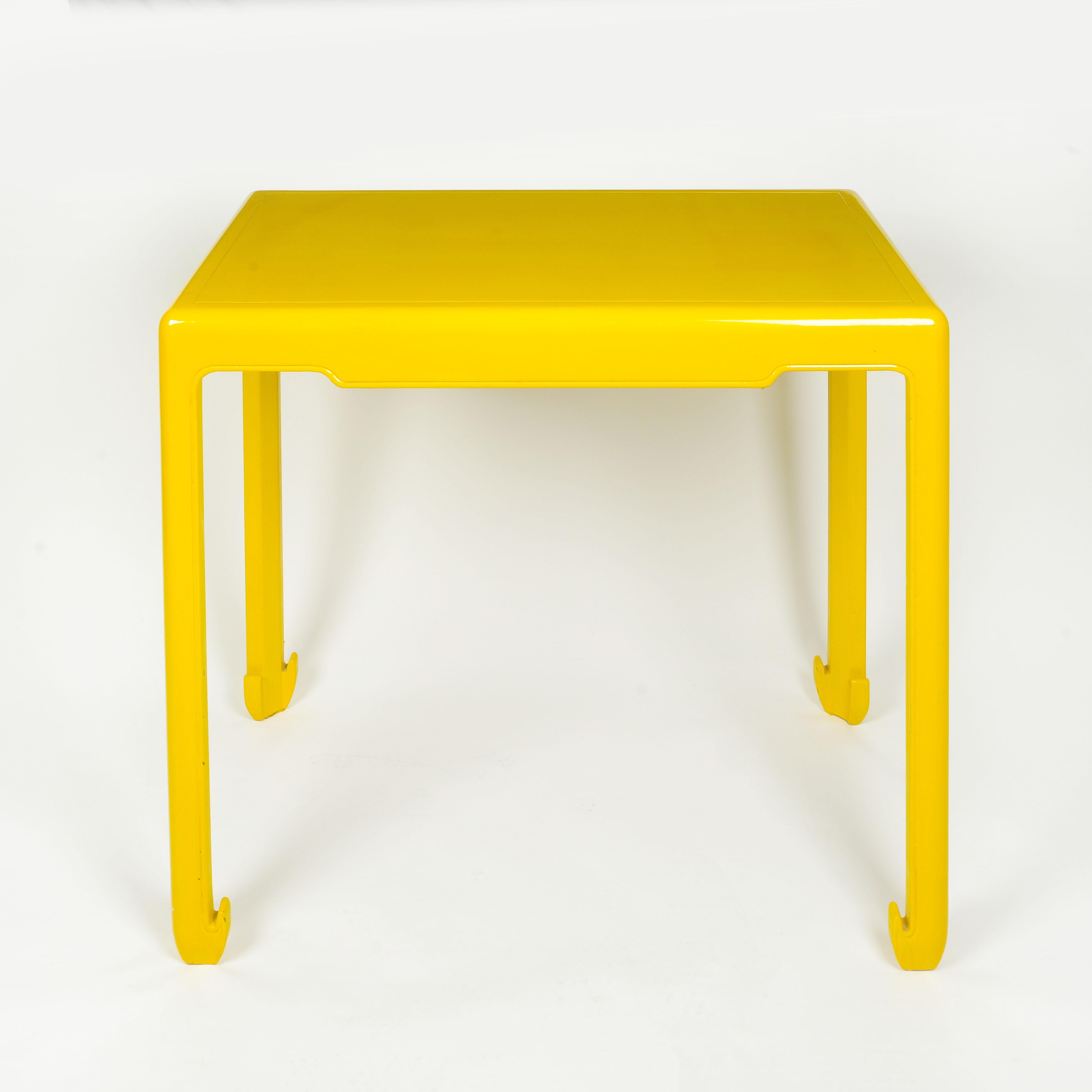 Hand-Painted A Ming Style Yellow Lacquer Console Table For Sale